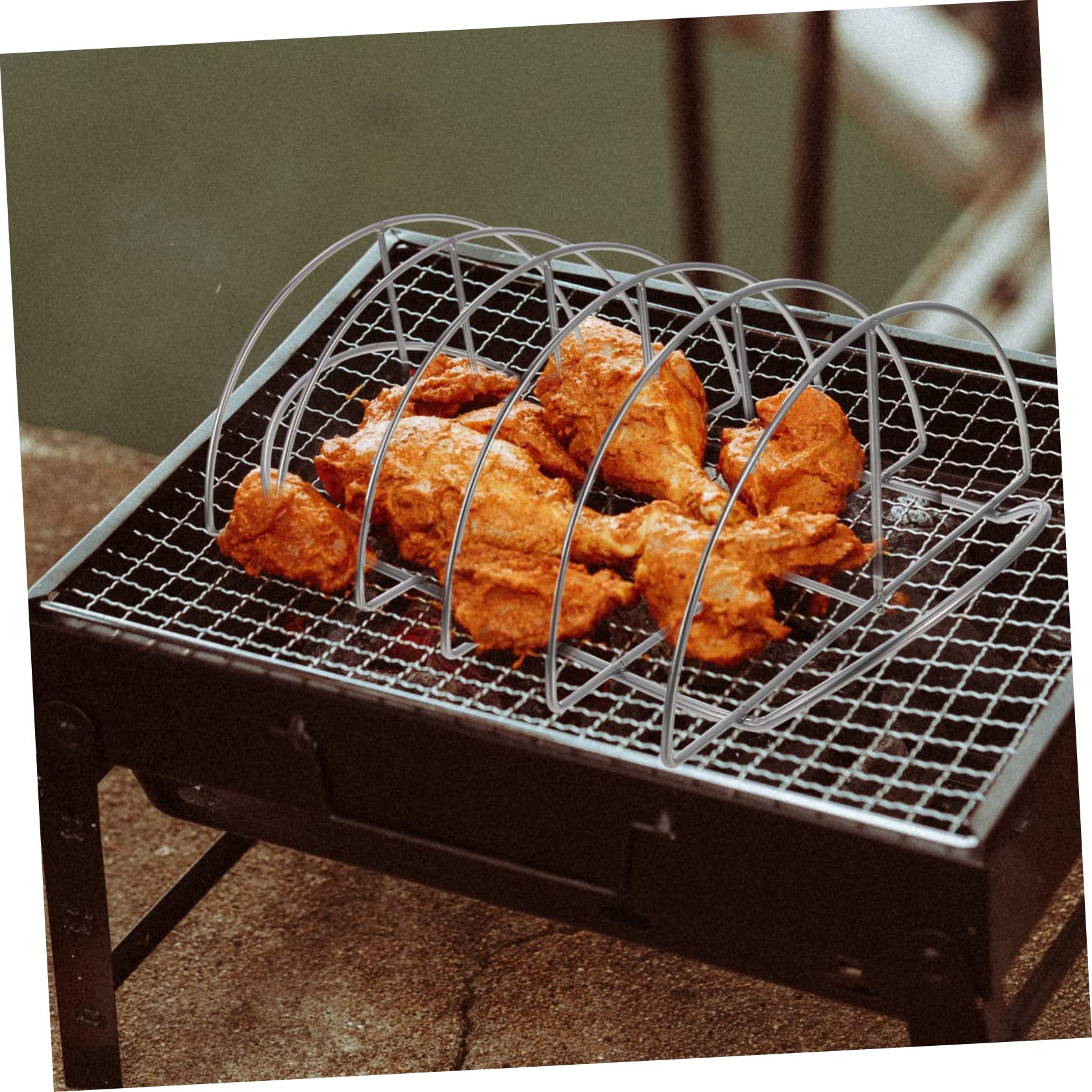 Mikikit Supporto per Costine per Barbecue in Acciaio Resistente all Usura Supporto Professionale per Costine per Barbecue Fornitura