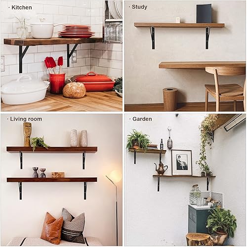 Miniatura 7 de SOGAL 8 pulgadas x 10 pulgadas Soportes de estante resistentes, Soporte de estante negro, Soportes angulares para estantes, Soportes en L para