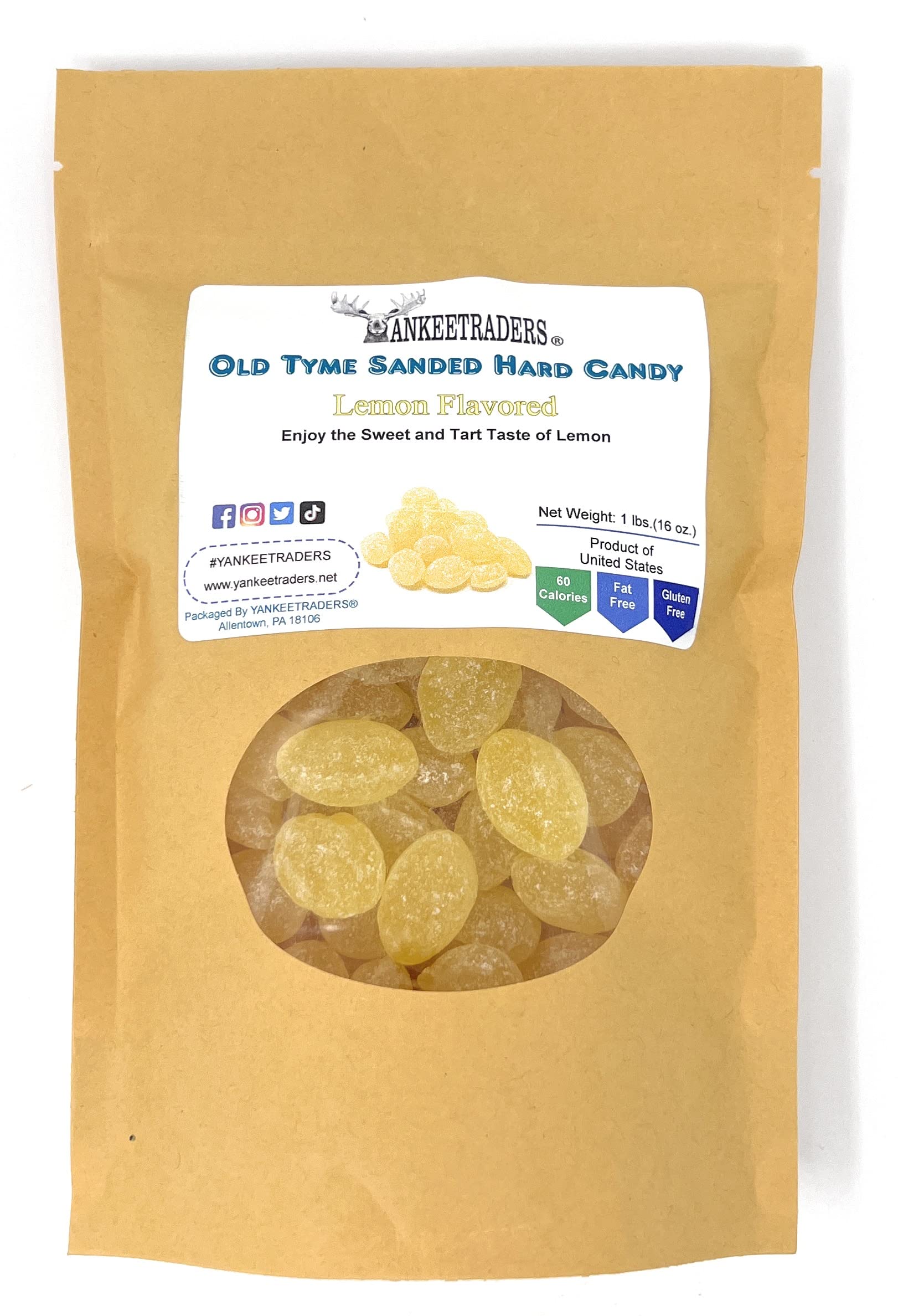 Yankee Traders Old Tyme Sanded Hard Candy, Lemon, 1 Pound