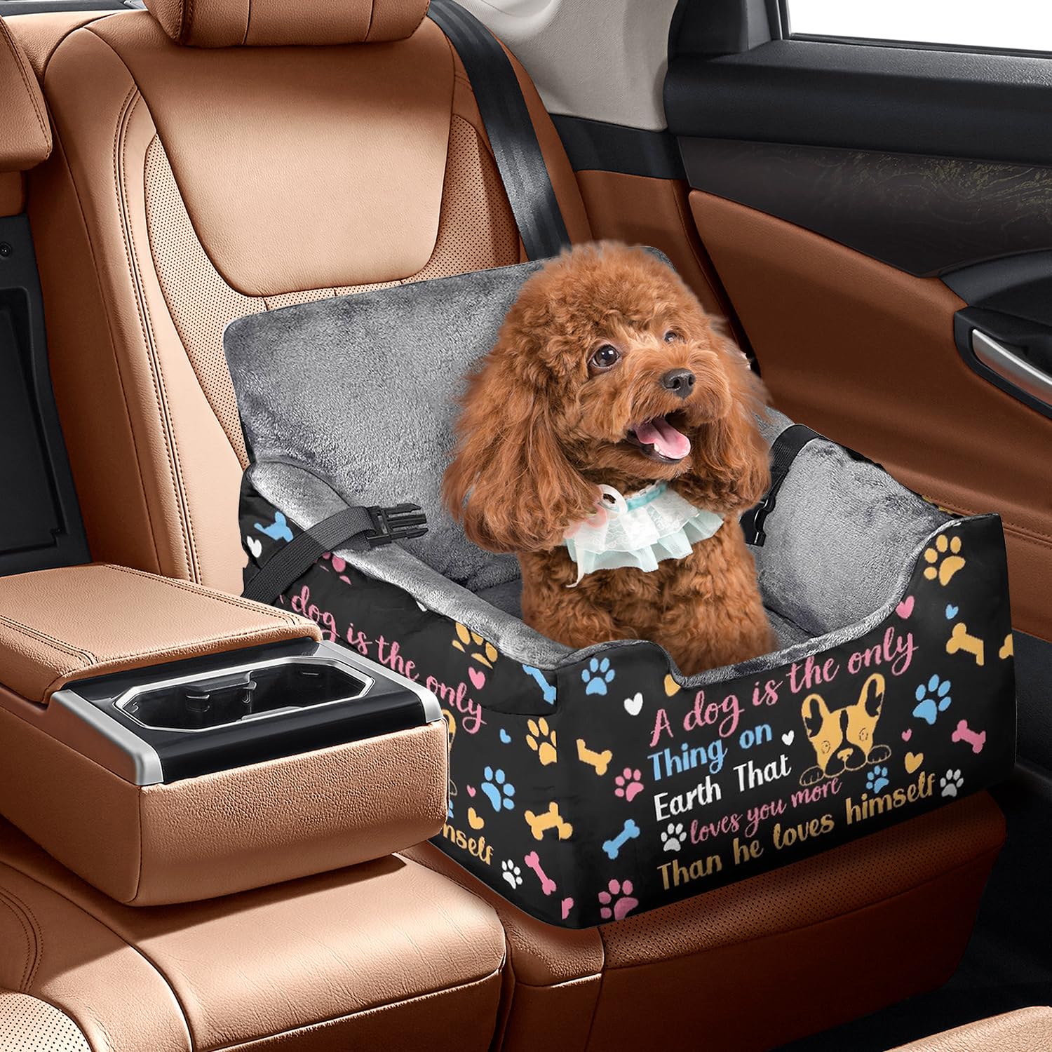 Dog Car Seats for Small Medium Sized Dogs Carseat for Car Funny Fuzzy Pet Dog Booster Car Seat Puppy Under 31 Lbs with Soft Plush Cushion&Washable