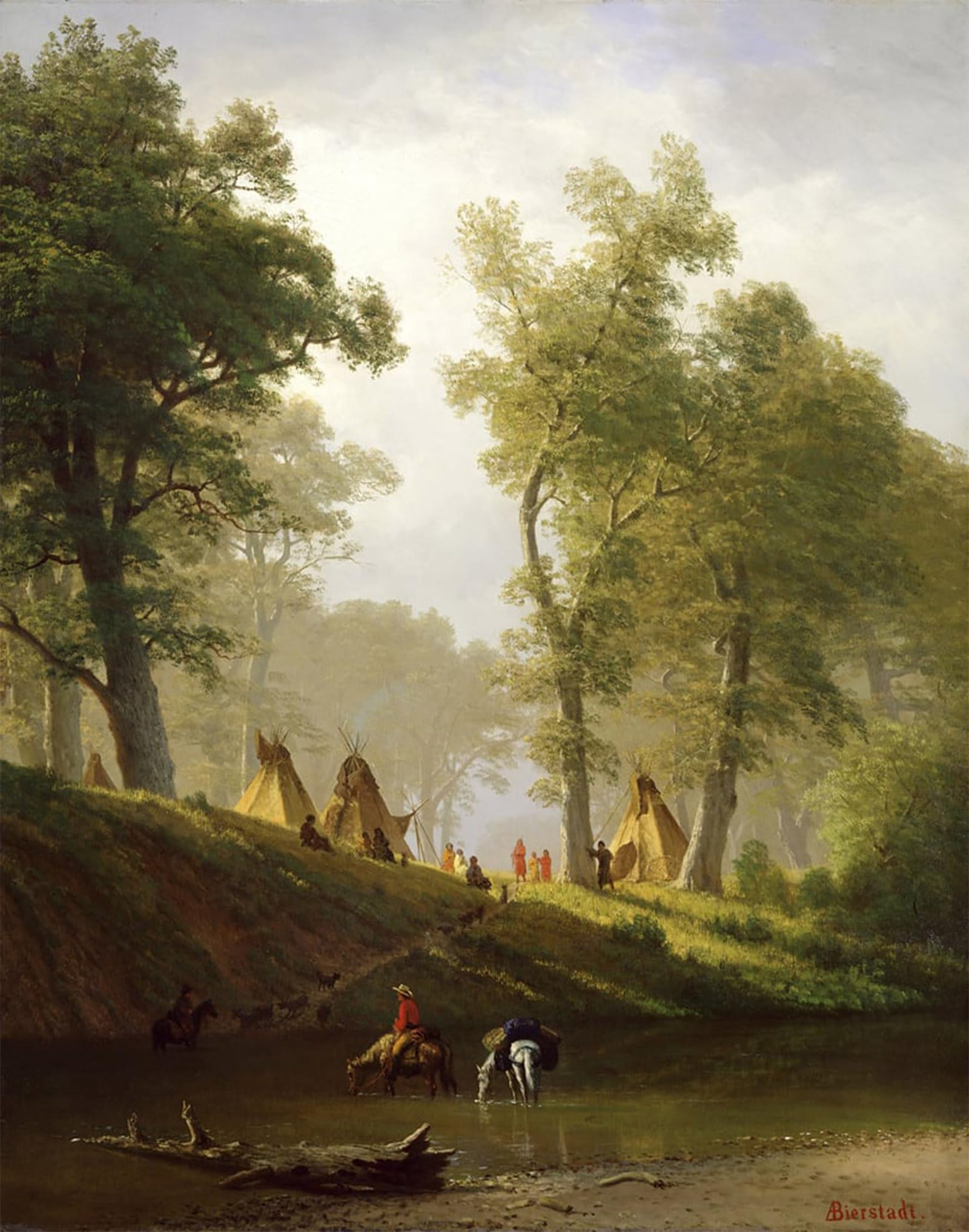 Artxlxxbn No Frame Famous Print Painting Colorful Art Print The River Kansas By Albert Bierstadt Canvas Art Decorations For Home Decor 60X90cm