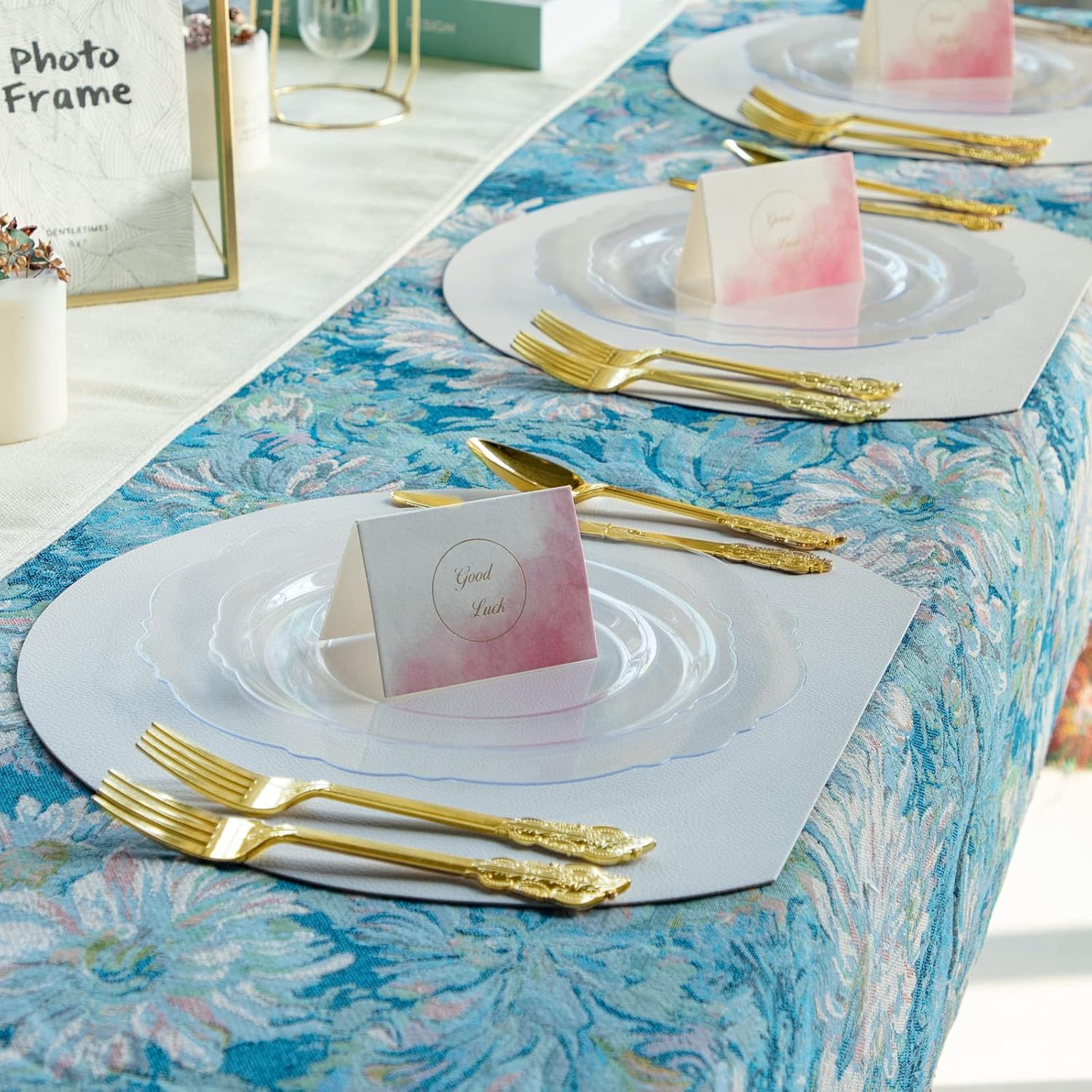 WDF 60pcs Clear Plastic Plates Disposable - 10.25inch Clear Dinner Plates Baroque Disposable Plates for Holiday Gathering, Wedding, Party - Image 8