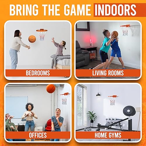 Miniatura 7 de El aro de baloncesto silencioso oficial para interiores, plástico duradero, gran aro de baloncesto montado en la pared con diseño sin ruido +