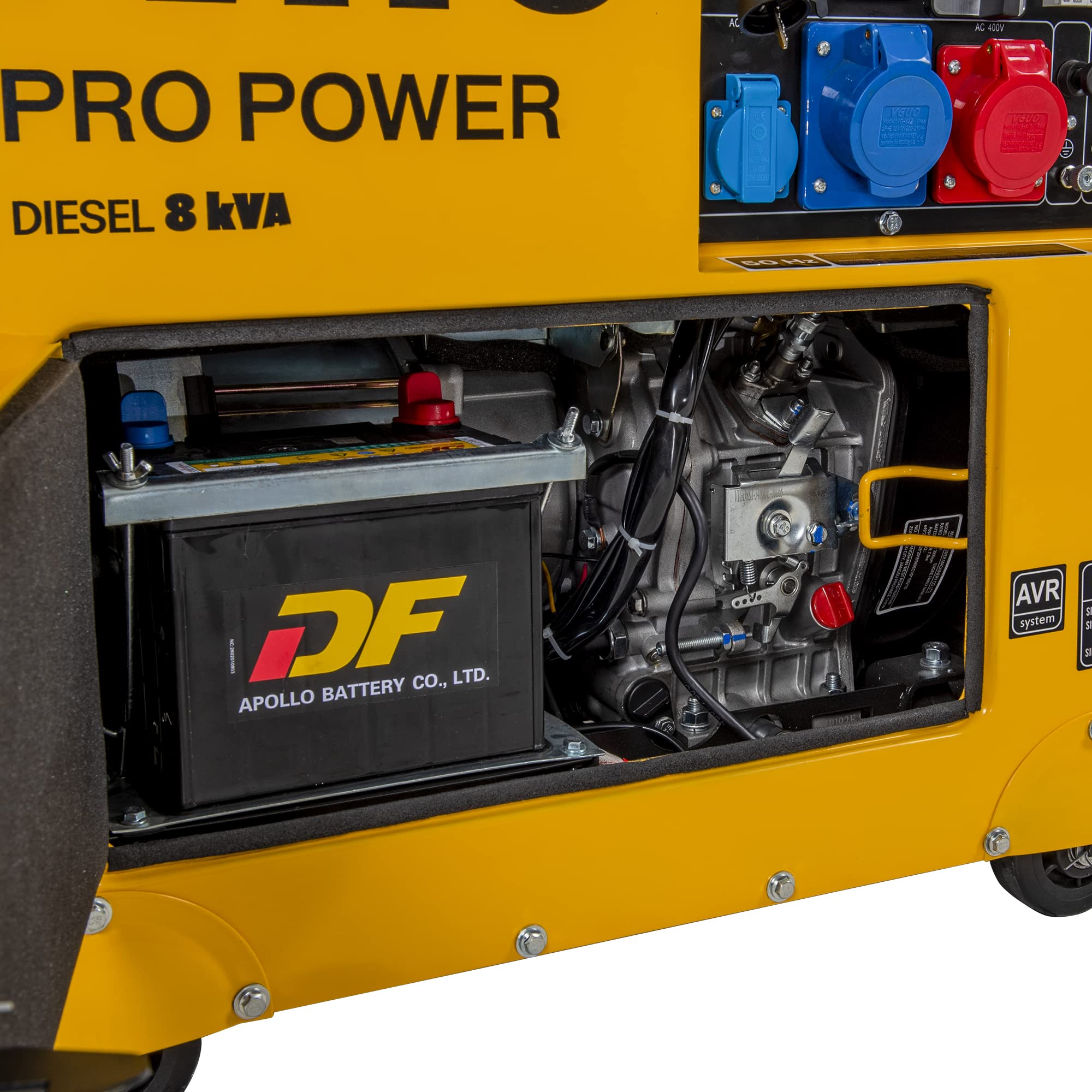 VITO – Grupo electrógeno 8 KVA Diesel monofásico/trifásico 4T 12CV 498 cm³ 6500W Arrancador eléctrico silencioso Autonomía 8h