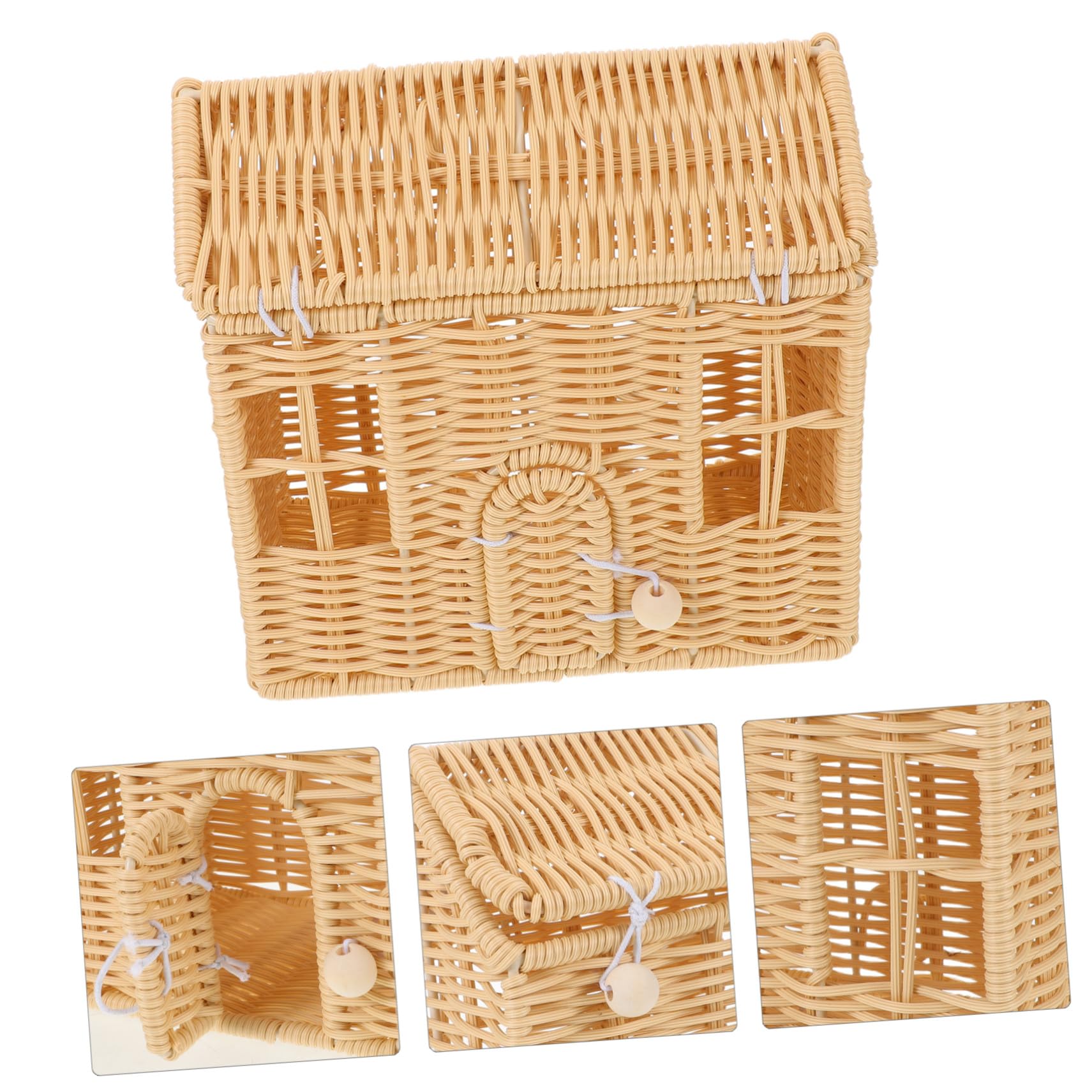 Mipcase Cesta de Dulces Navideña Tejida Mano Pequeña Cesta de Casa con Asas para Decoración de Fiesta Obsequio de Shower y Celebraciones de Navidad