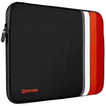 AirCase Protective Laptop Bag Sleeve fits Upto 13.3" Laptop/MacBook Pro/Air M1/M2, Wrinkle Free, Padded, Water Resistant Light Neoprene case Cover Pouch, for Men & Women,Black Red-6 Months Warranty