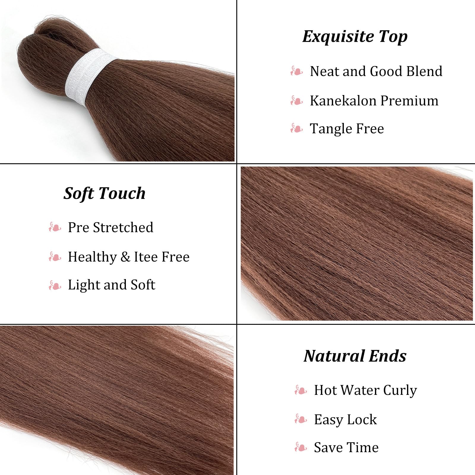 Snapklik.com : Color 30 Brown Braiding Hair Pre Stretched 26 Inch Brown ...