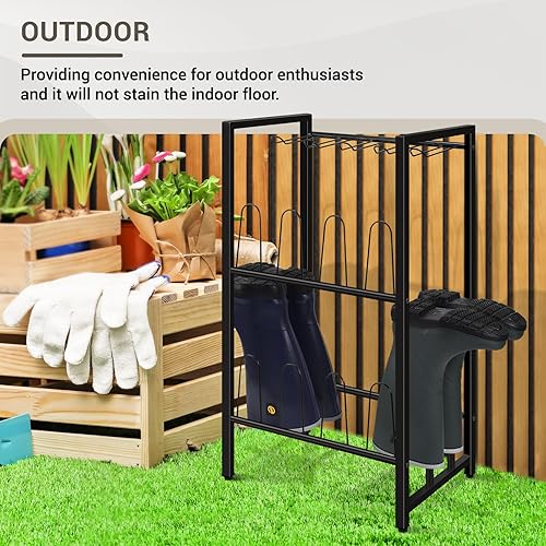Miniatura 6 de GADFISH Organizador de zapatos para botas, zapatero de metal negro para entrada, pasillo, puerta, dormitorio, patio al aire libre, organizador de