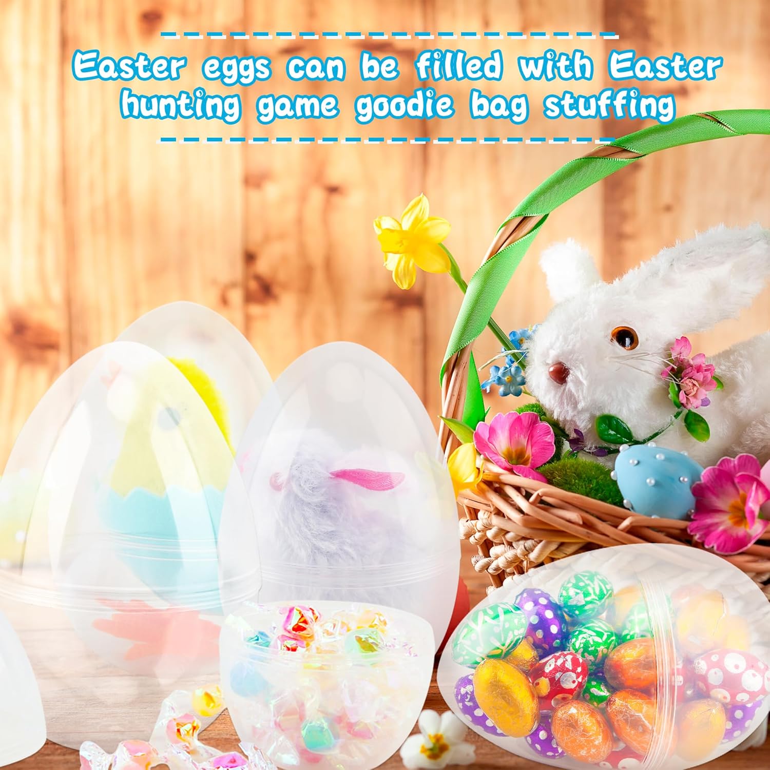24 Pack 4.5 Inch Big Clear Easter Eggs Bulk Empty Transparent Easter Eggs Large Fillable Easter Egg for Easter Hunt Game Party Decor - Image 7