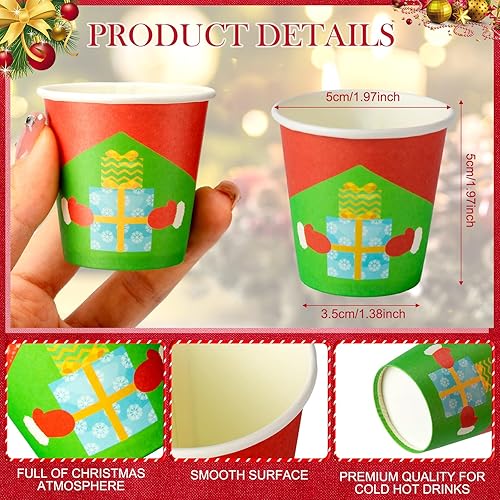 Miniatura 2 de 900 vasos de papel de Navidad desechables de 3 onzas, vasos de Navidad para beber café, tazas de vacaciones, vasos desechables para fiestas de