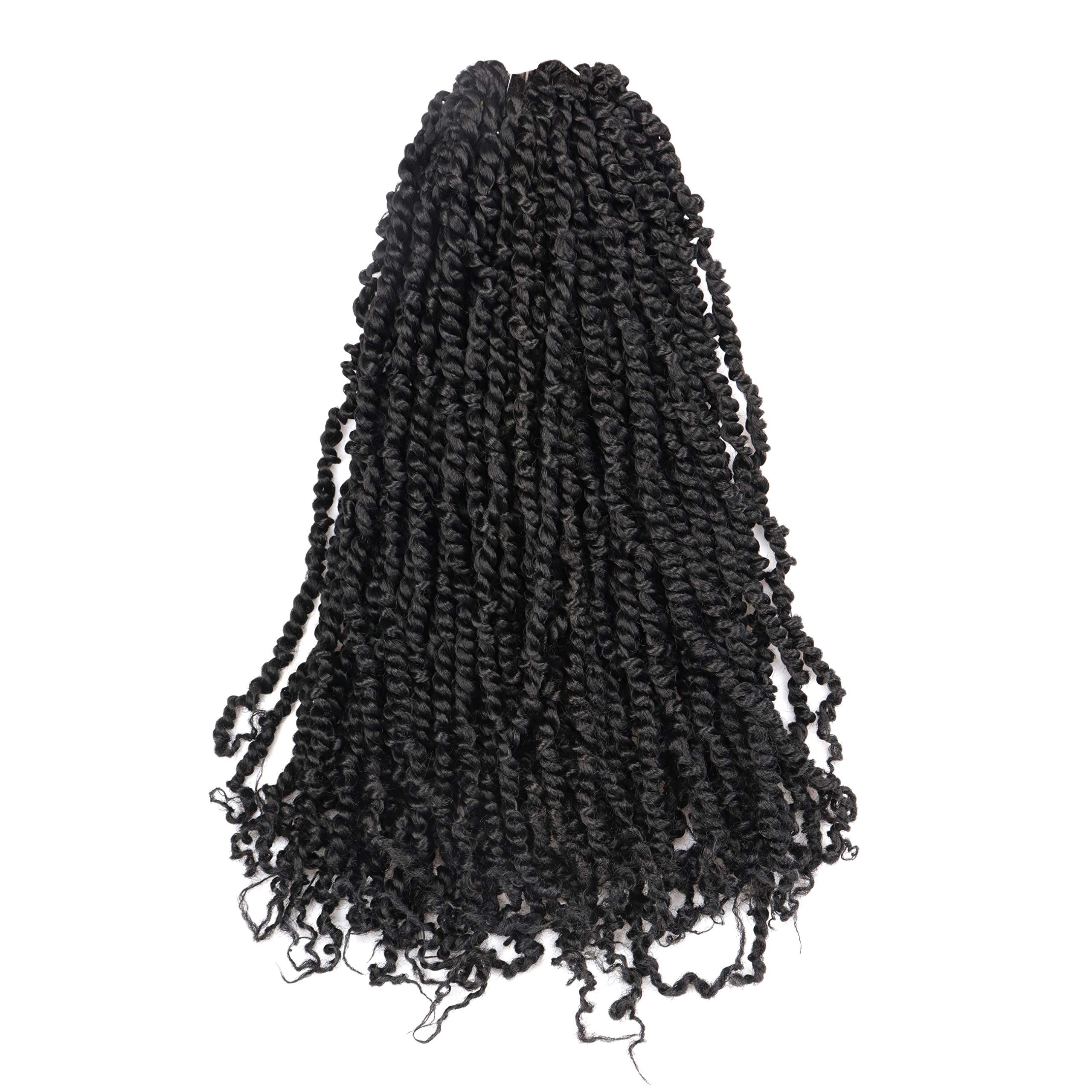 Toyo Tress TIANA Pre-Twisted Passion Twist Hair 8 packs (12strands/pack) Pre-Looped Passion Twists Crochet Braids Made Of Bohemian Hair Synthetic Braiding Hair Extension (20 inch, 1B)