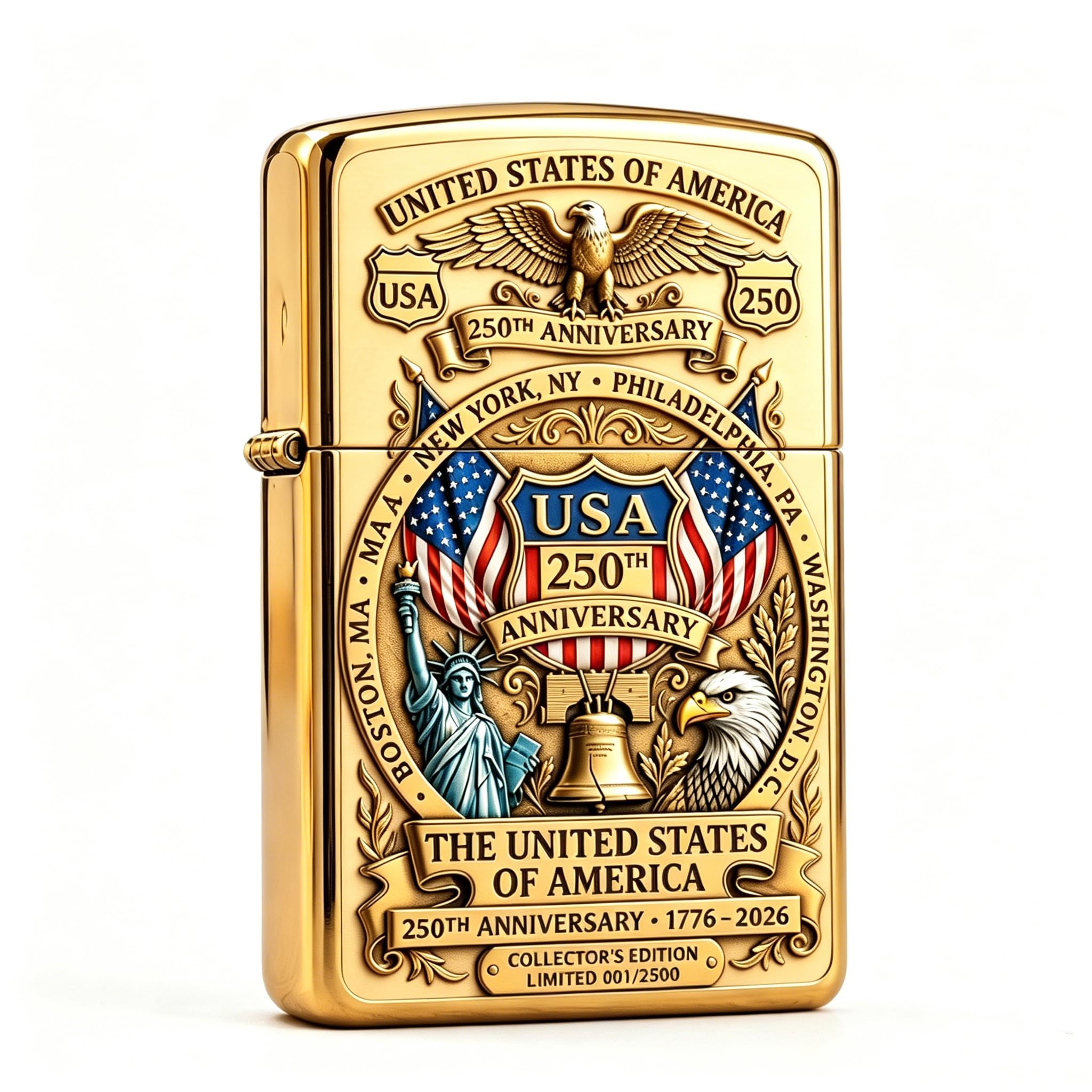 USA 250th Anniversary Lighter, Patriotic Pocket Lighters, Double Sided Printed Metal Lighter, Gift for Men (A)