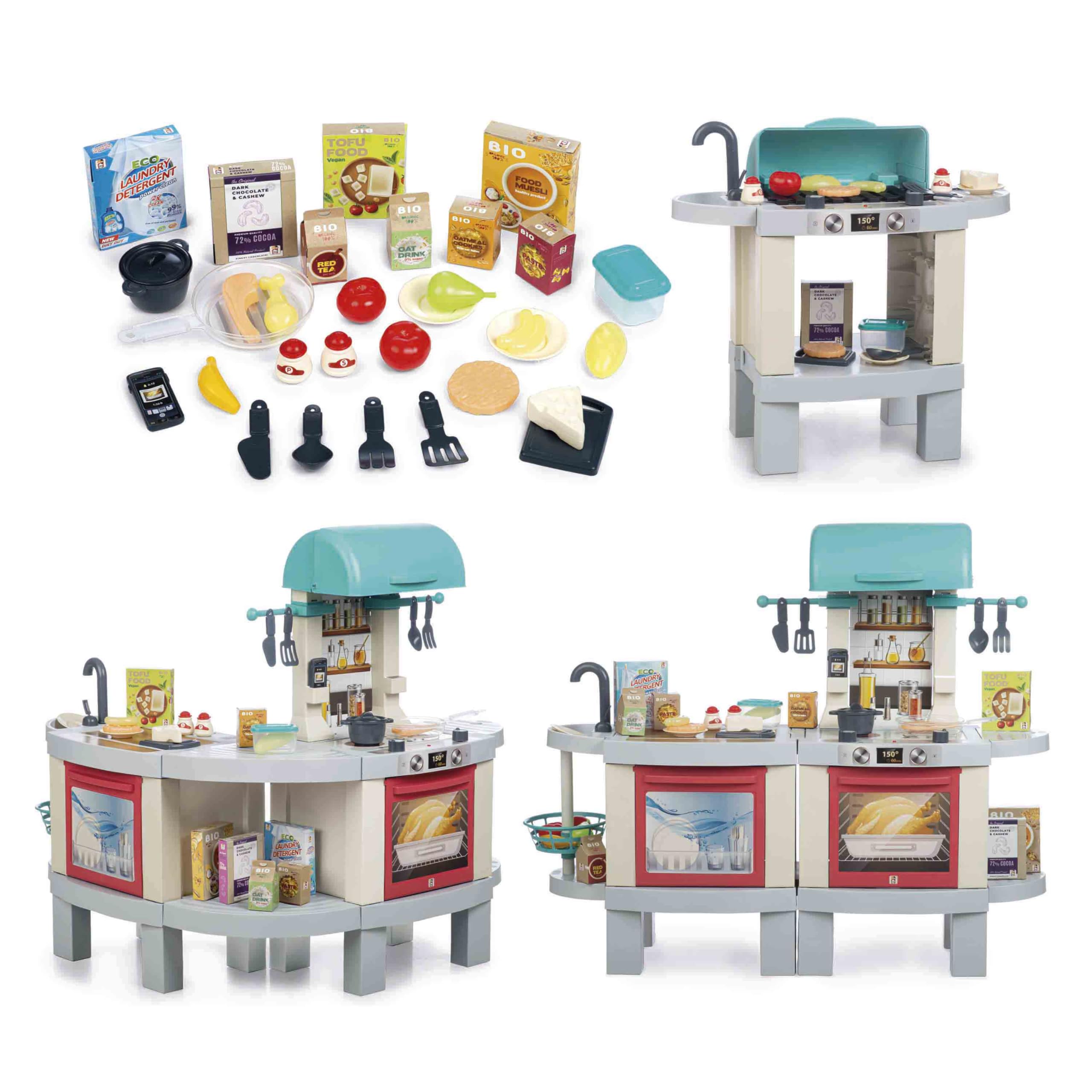 Chicos - Cocina Juguete Kitchen Plus | Cocinita Infantil 2en1| Luces, Sonido y Efecto Real | Transformable en Barbacoa | 31 Accesorios | Niños 3 4 5 años (85114)