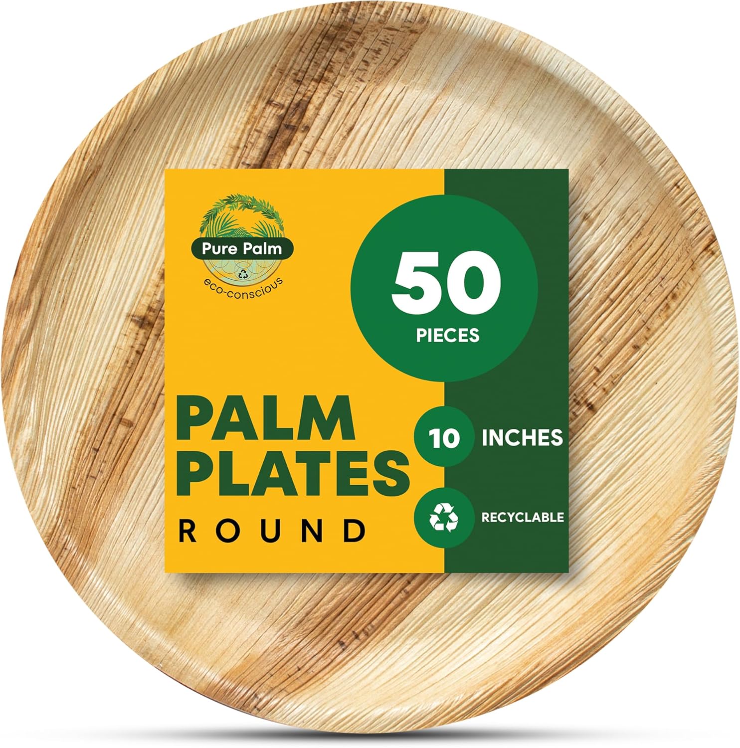 Pure Palm 10 in Party Plates Palm Leaf Plates Biodegradable