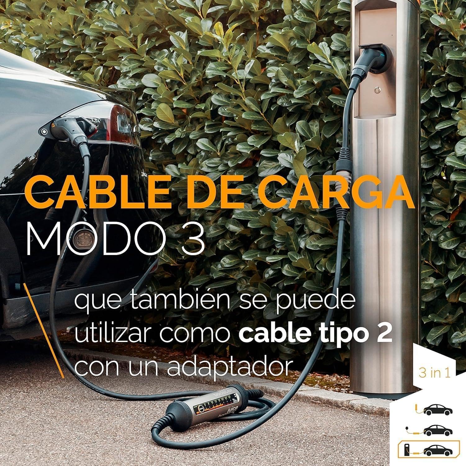 Juice Booster 2 Basic Set, Mobile Wallbox 22kW Sin Instalación, Cargador Coche Electrico con Cable Tipo 2, Ligero e Impermeable IP67, Incluye Adaptador CEE32 Rojo 3 Fases + EU Schuko