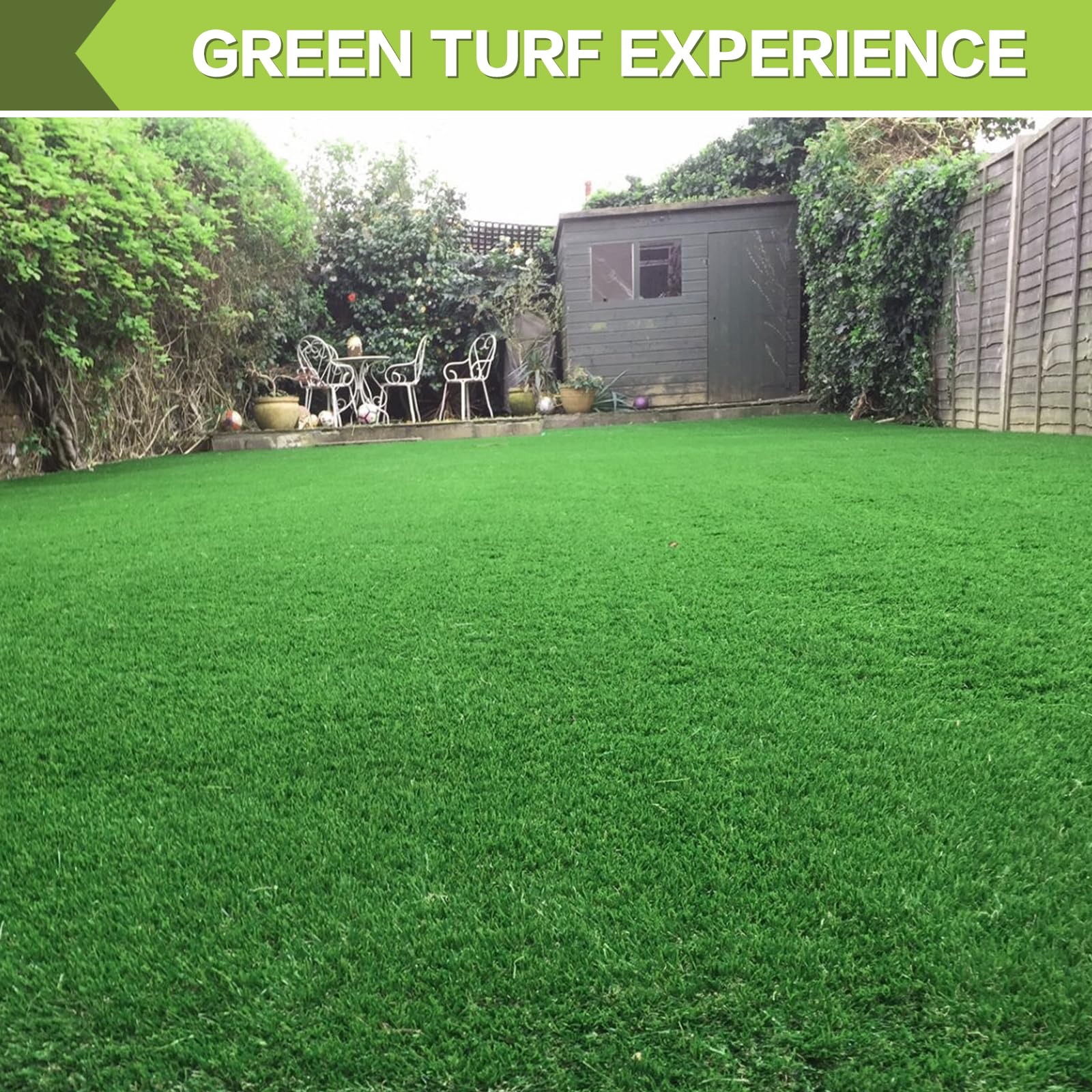 ZGR Paillasson en gazon synthétique avec trous de drainage, poils de 1 cm, tapis en gazon synthétique pour entrée, jardin, jardin, terrasse, balcon