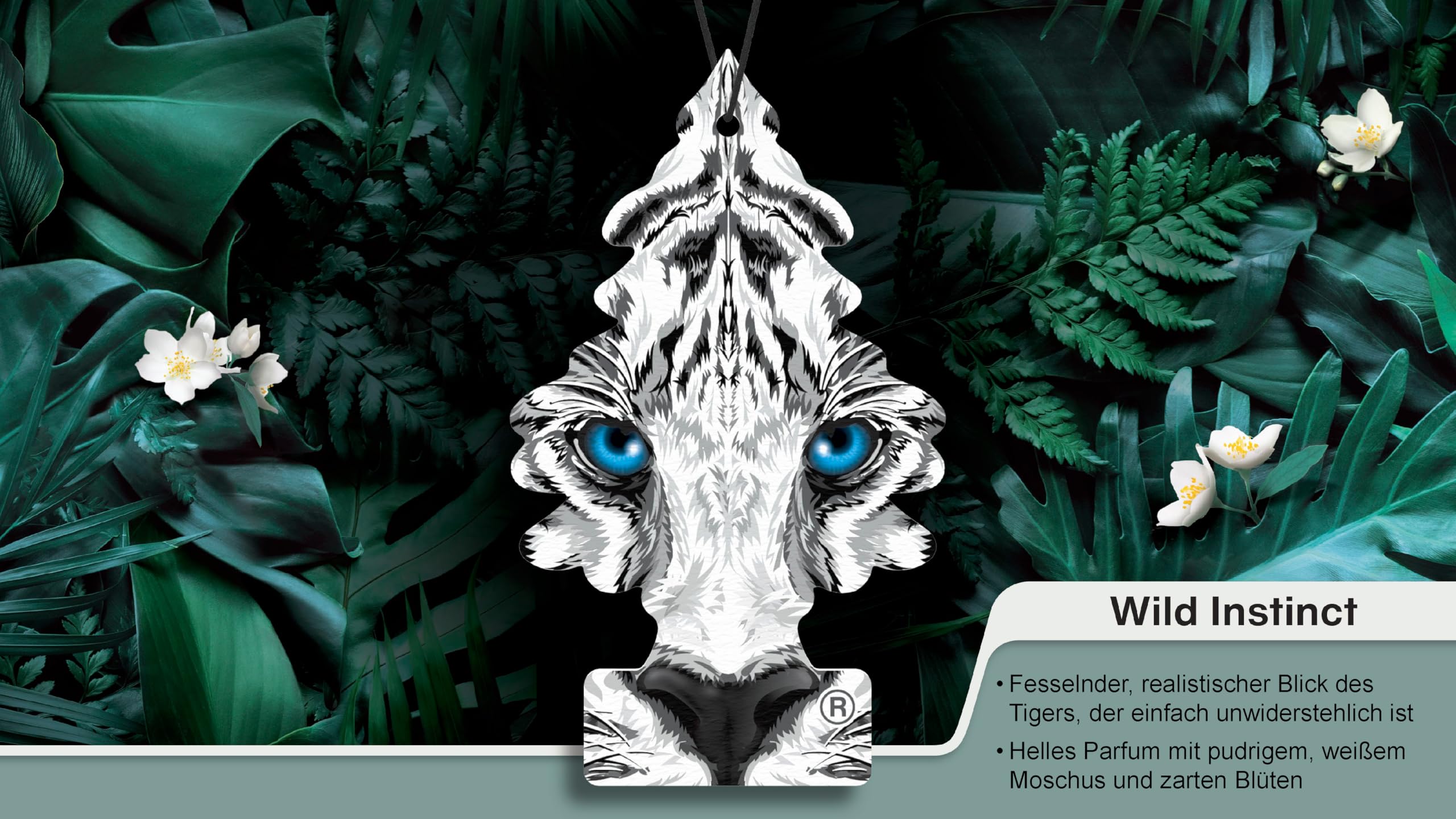 Désodorisant Voiture Wunder-Baum Wild Instinct – Parfum Musc Blanc Et Fleurs (1 Pièce)