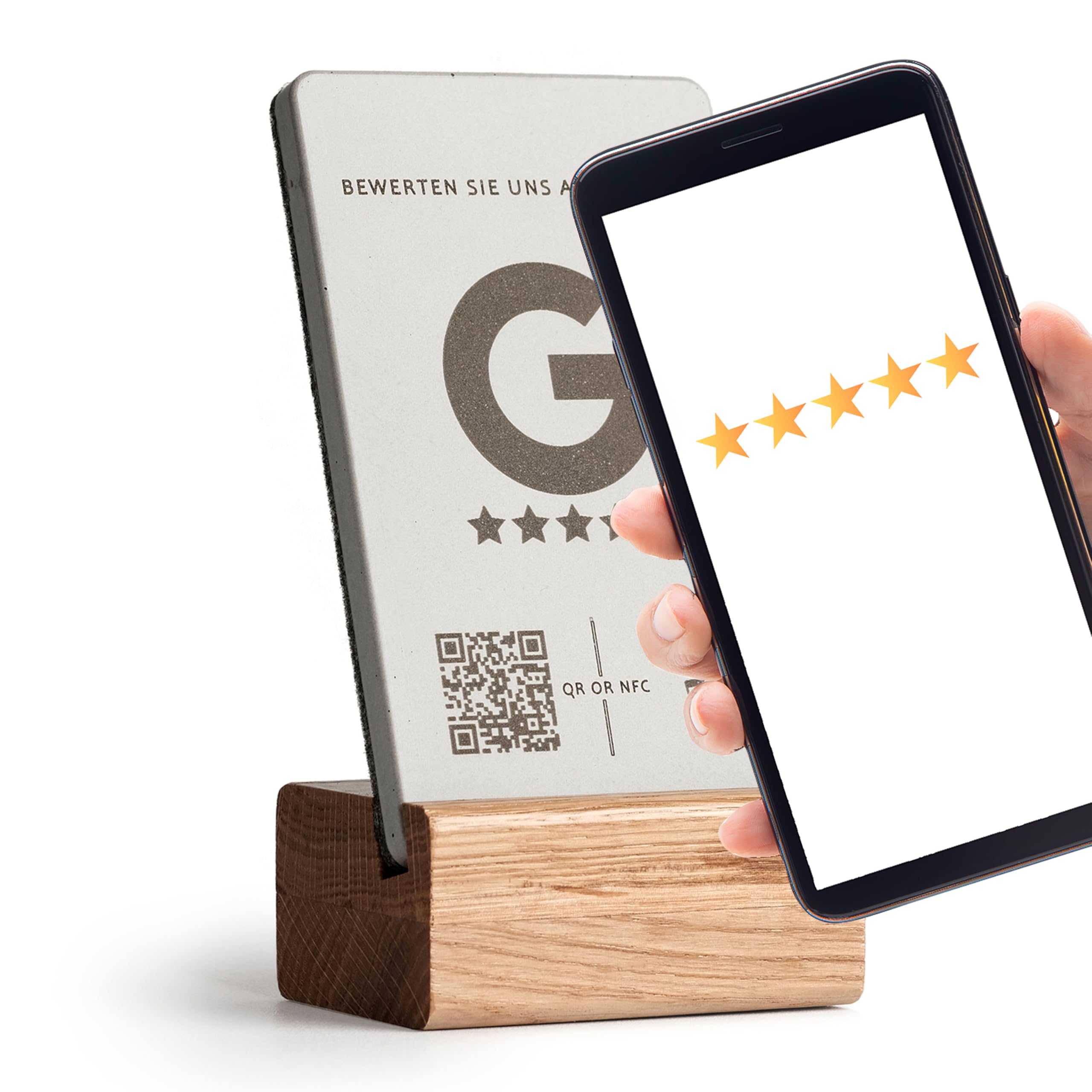 Google Bewertungsaufsteller mit NFC & QR-Code – Bewertungsschild für Unternehmen, Restaurant