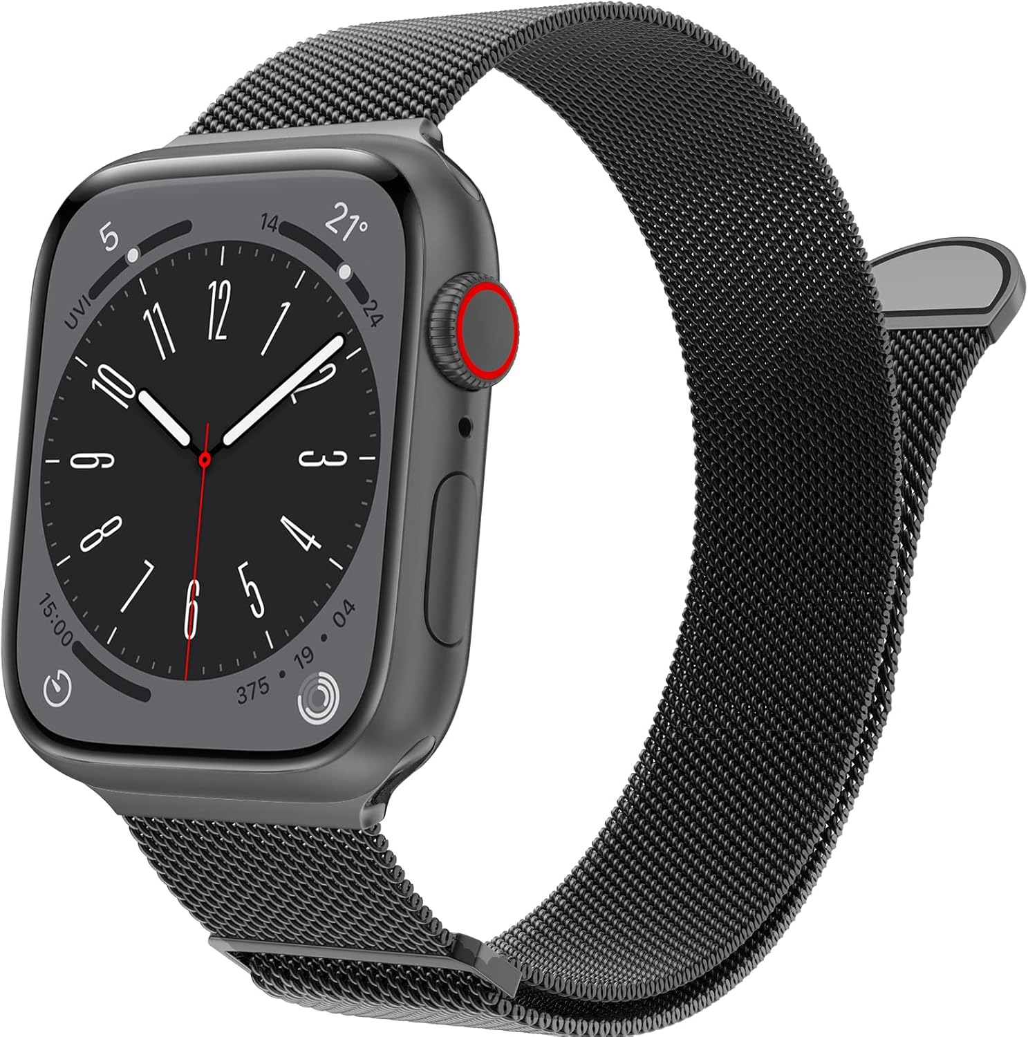 MARGE PLUS Compatible with Apple Watch Band Series 10, Ultra 2, SE, Ultra 9 8 7 6 5 4 Women and Men, Stainless Steel Mesh Loop Magnetic Clasp Replacement for iWatch Bands 38mm 40mm 41mm 42mm Black Black Series10 42mm/41mm/40mm/38mm