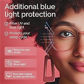 Gaoye Blue Light Blocking Glasses - Trending Round TR90 Frames, Metal Arms, UV400 Protection - Matching Soft Case
