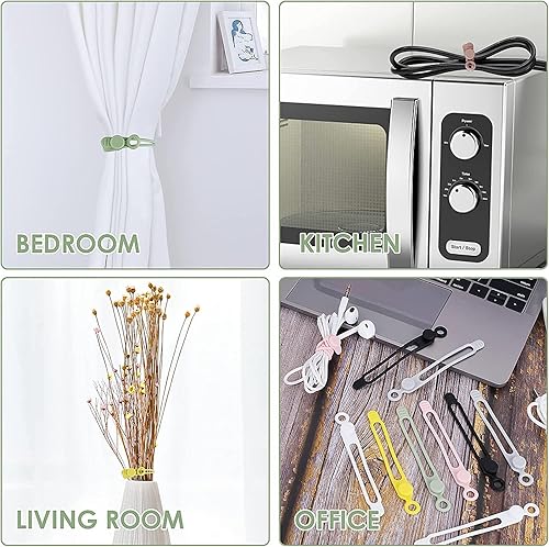 Miniatura 5 de Correas de silicona reutilizables, organizadores de cables para auriculares, cargador de teléfono, computadora, 18 unidades