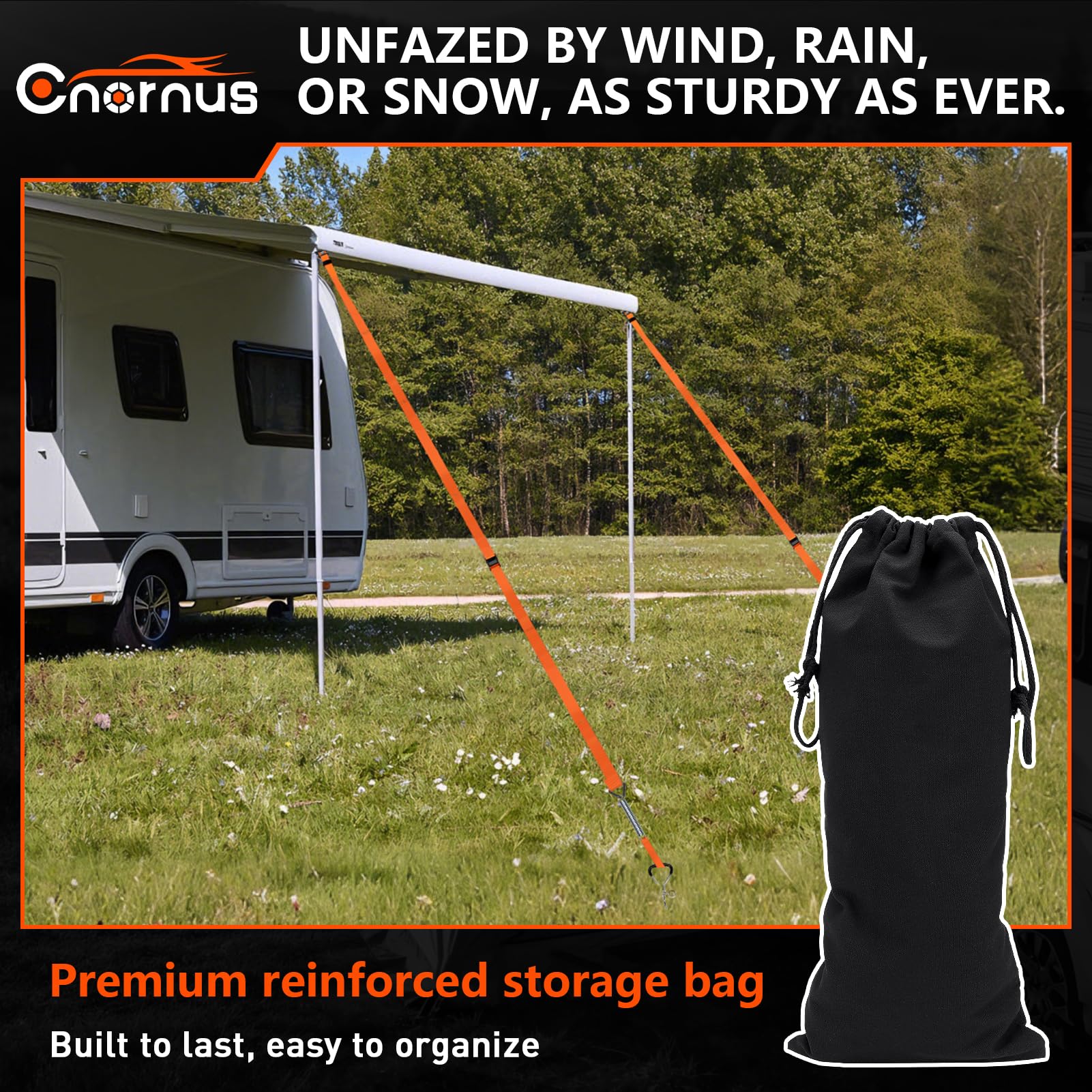 Juego de toldos para Thule Omnistor y Fiamma,Kit de sujeción para toldos, Bandas de tormenta para toldos, protección contra tormentas para toldos, para caravanas, tormentas para toldos