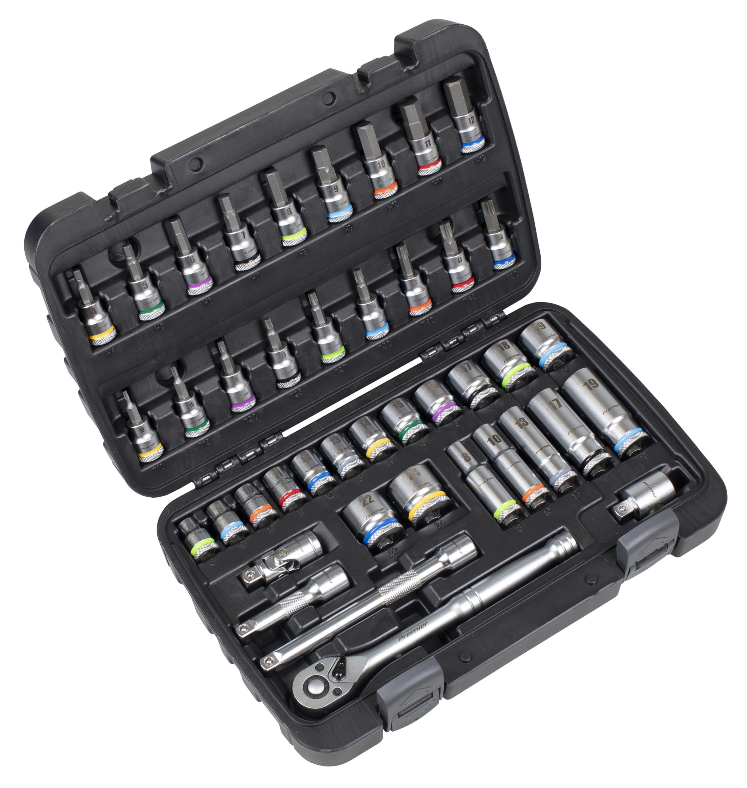 Sealey Premier 3/8" Sq Drive Socket & Socket Bit Set 42pc - AK7915, Chrome