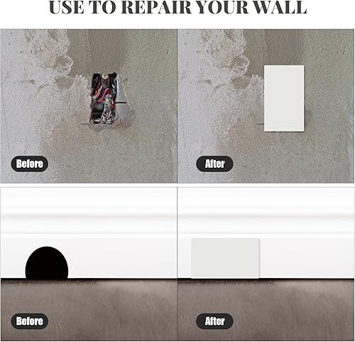 Miniatura 5 de Frienda Placa de pared de goma autoadhesiva de 5 x 3 pulgadas, placa de pared en blanco sin tornillos, cubierta de orificio de parche decorativa