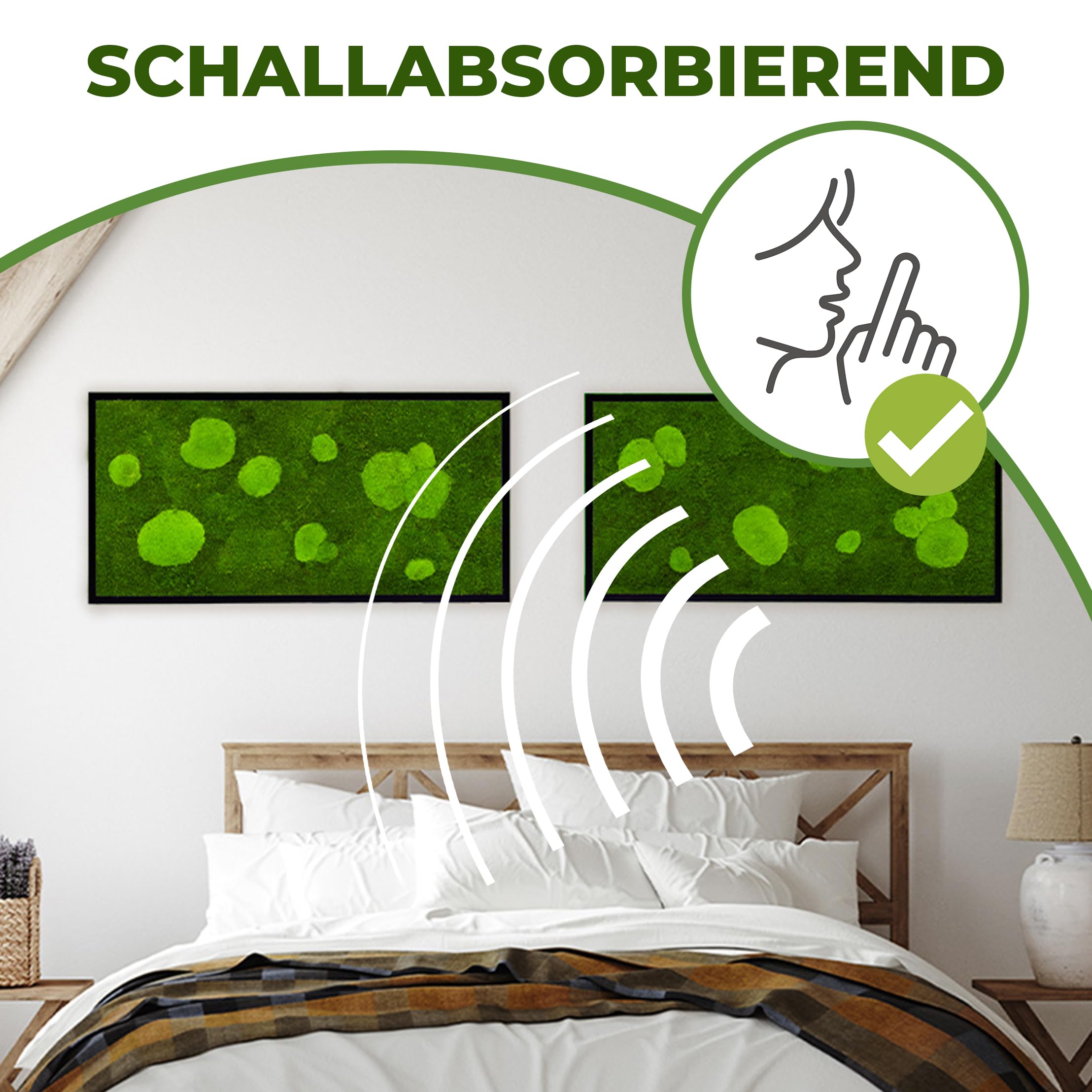 Moos Design | Moosbild in versch. Größen (Forest Design, Holzrahmen: schwarz, 110 x 55 cm)
