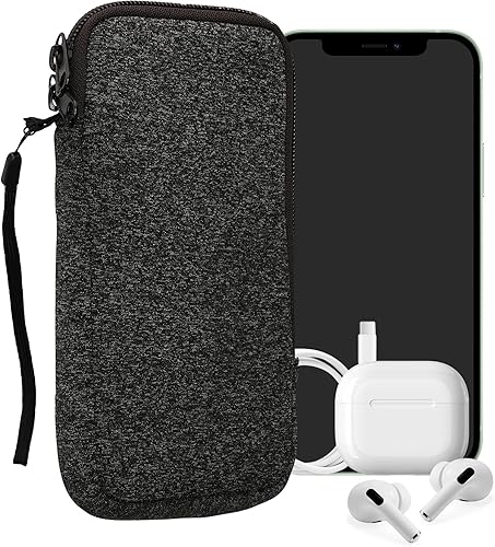 Miniatura 61 de kwmobile Bolsa de neopreno para teléfono tamaño XL - 6.7/6.8 pulgadas - Funda universal para celular con cremallera, correa para la muñeca, amarillo