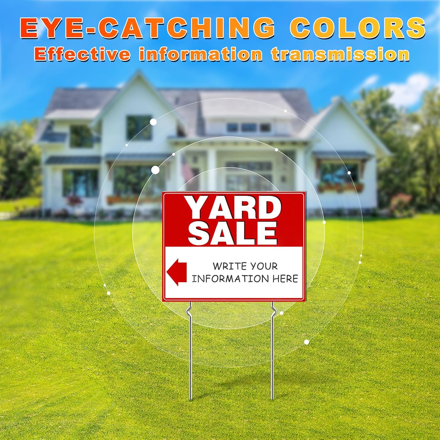 Remiawy Yard Sale Signs, 5 Pack Yard Signs with Metal Stakes, 17x13 Inch Double Sided Large Garage Sale Kit with Directional Arrows Stickers Weatherproof Corrugated Plastic for Event