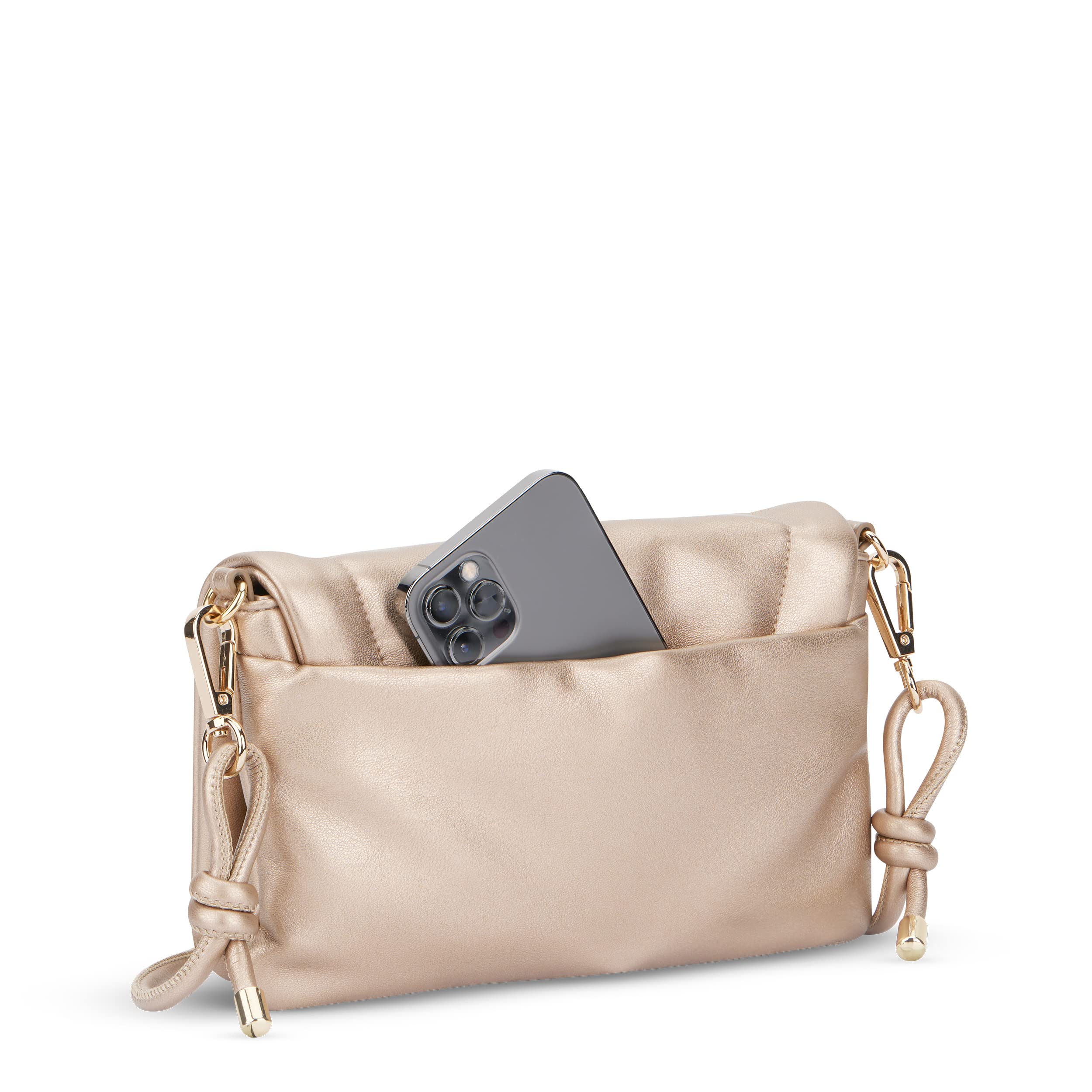 Expatrié Handtasche Damen Klein Gold - Zoe Small - Clutch Tasche aus Veganem Leder - Elegante Kleine Umhängetasche für Hochzeit Ausgehen & Party