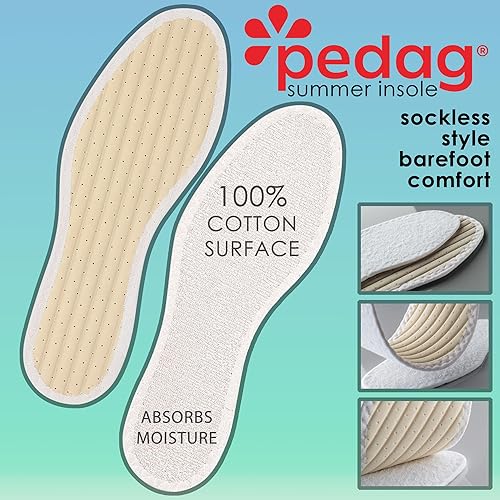 Miniatura 8 de Pedag Summer - Plantilla alemana de rizo de algodón puro, lavable, absorbente del sudor, control de humedad, negro, EE. UU. 12l29.5ft42 EU (paquete