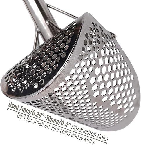 Miniatura 6 de CooB Cuchara de arena de playa, herramienta detector de metales, pala de acero inoxidable para detección de metales, poste de mango de viaje fuerte