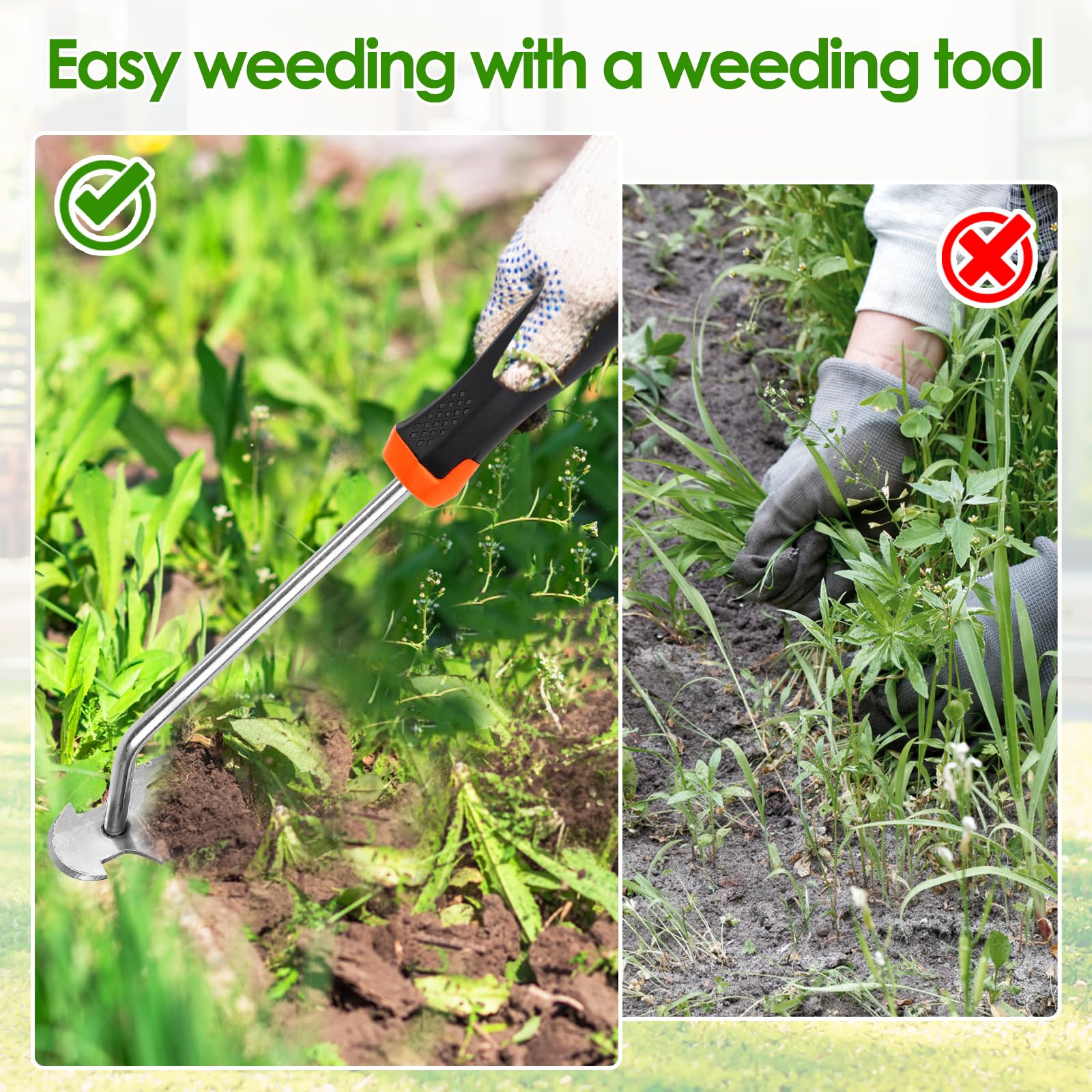 Désherbeur Manuel 4 Dents Avec Manche - Outil De Jardinage Ergonomique En Acier Manganèse Pour Désherbage Efficace