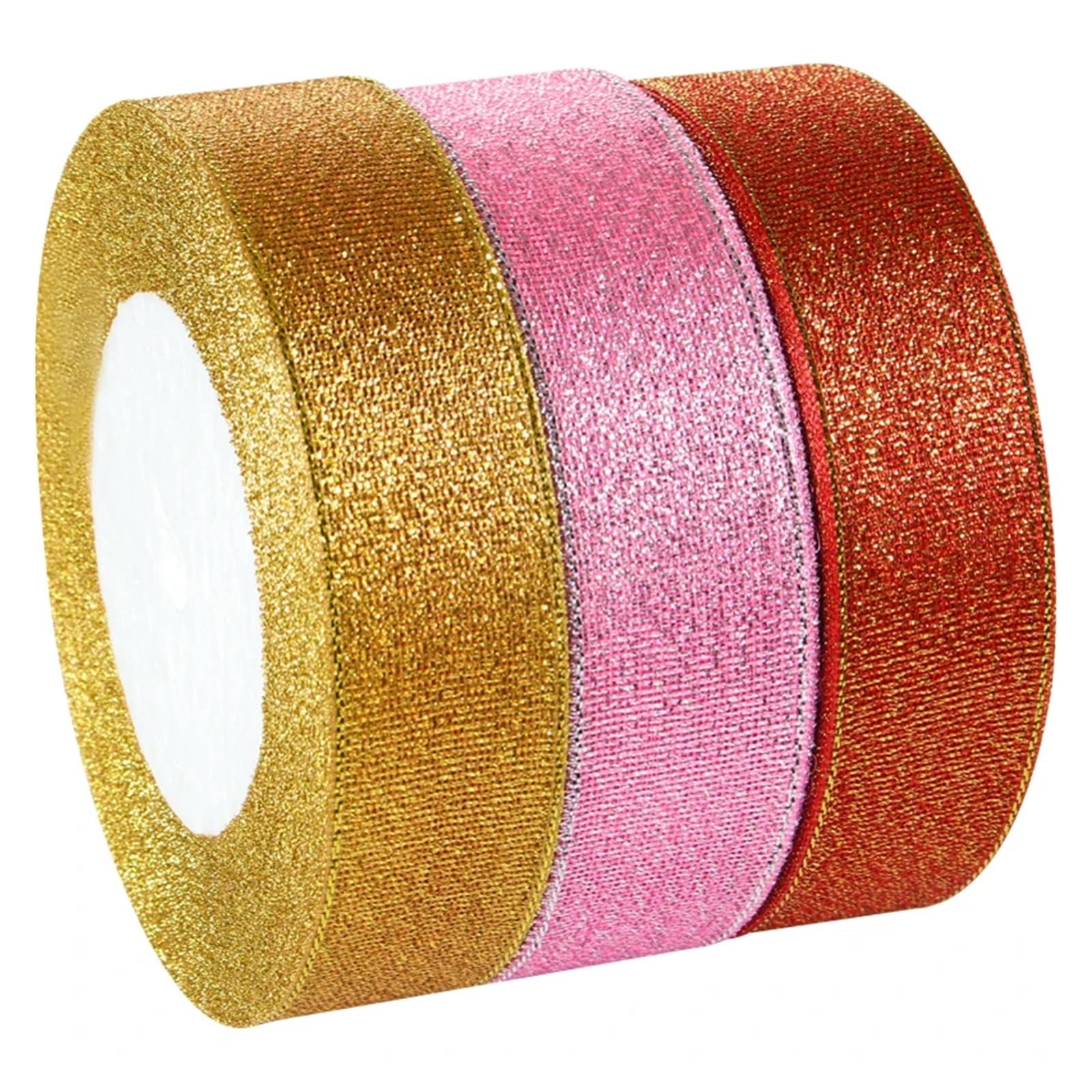 Wstążka, wstążki do pakowania prezentów, wstążka zawijania ciasta wielokolorowa 25 mm, 4 sztuki(Yellow)