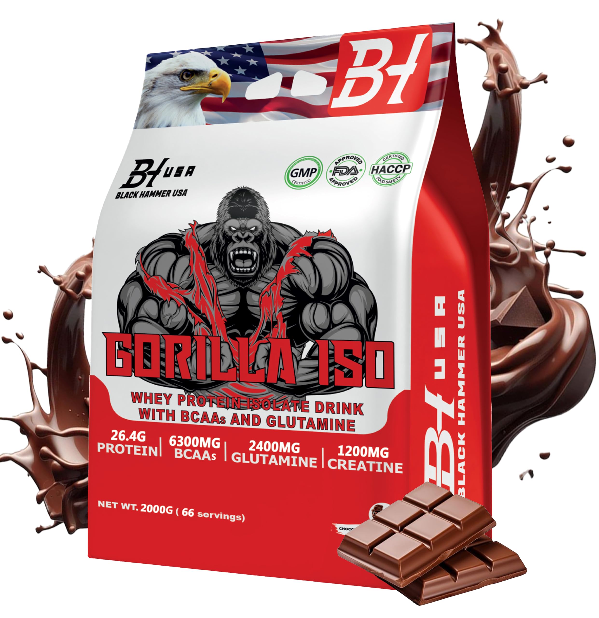 Isolate Whey Protein – 5K / 2K – Fast Absorption & Muscle Recovery (2000g, Schokolade)