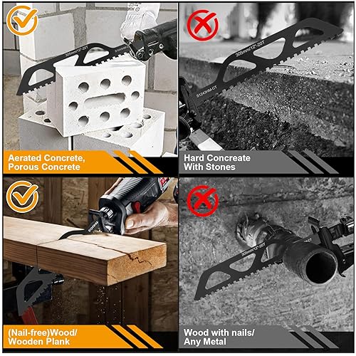 Miniatura 6 de AOBOPLE Hoja de sierra recíproca, hoja de sierra recíproca de corte recíproco de 12 pulgadas y 18 pulgadas, 2 dientes TPI con punta de TPI, hojas de