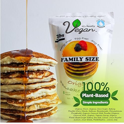 Vista 19 de It's Really Vegan Mezcla de panqueques y gofres sin gluten Sin lácteos, sin huevo y sin soja, mezcla de gofres para panqueques Tamaño de porción
