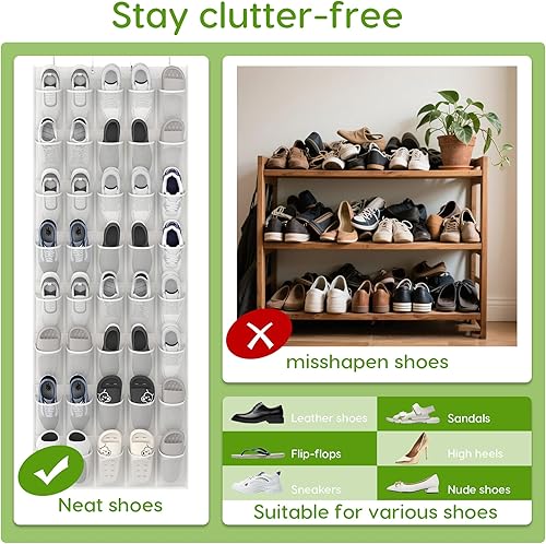 Miniatura 6 de Unjumbly Over the Door Shoe Organizer with 40 Large Breathable Mesh Pockets, Space Saving Shoe Holder, Hanging Shoe Rack for Entryway Bedroom Closet