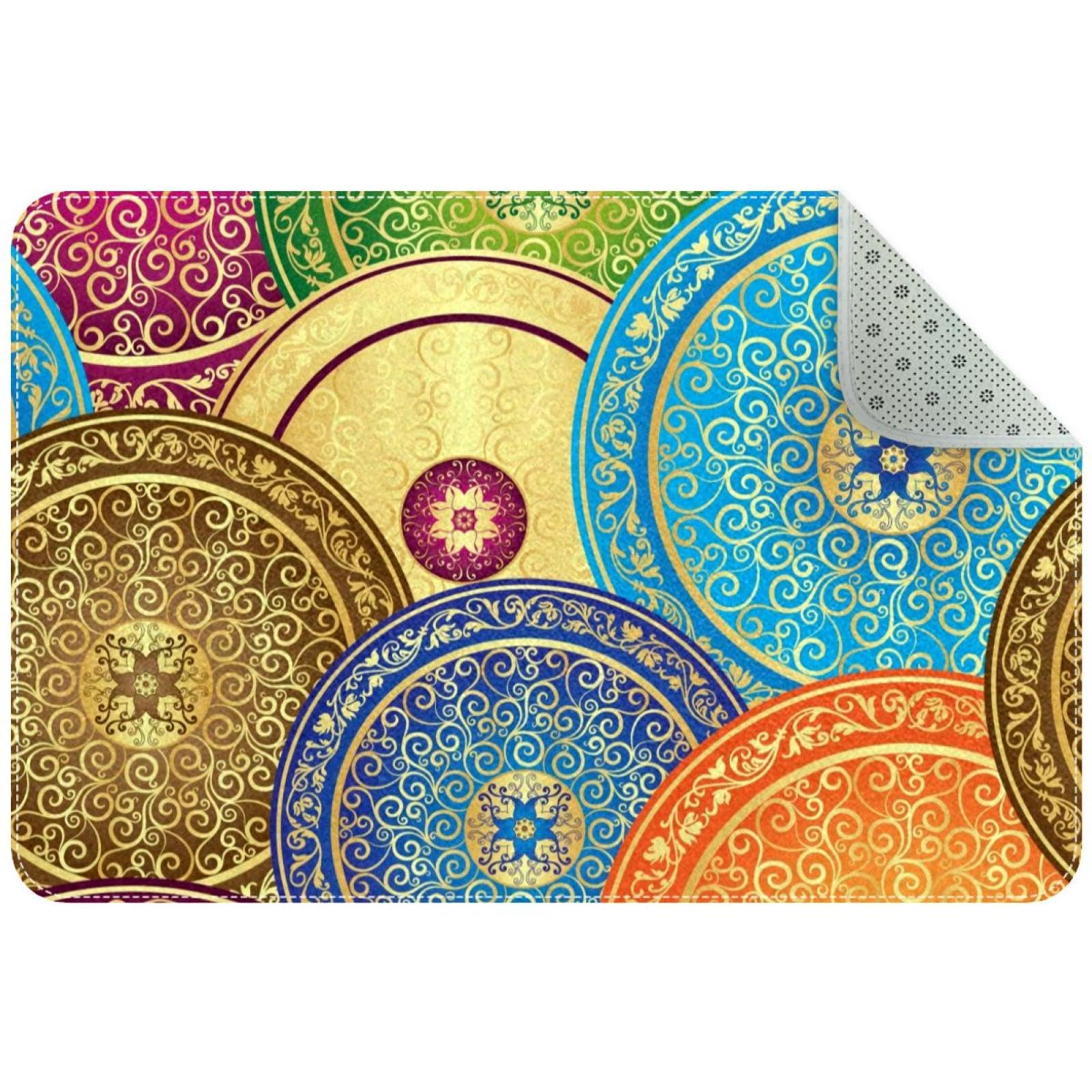 Paillasson rectangulaire 80x50 cm antidérapant à motif de cercles dégradés pour entrée
