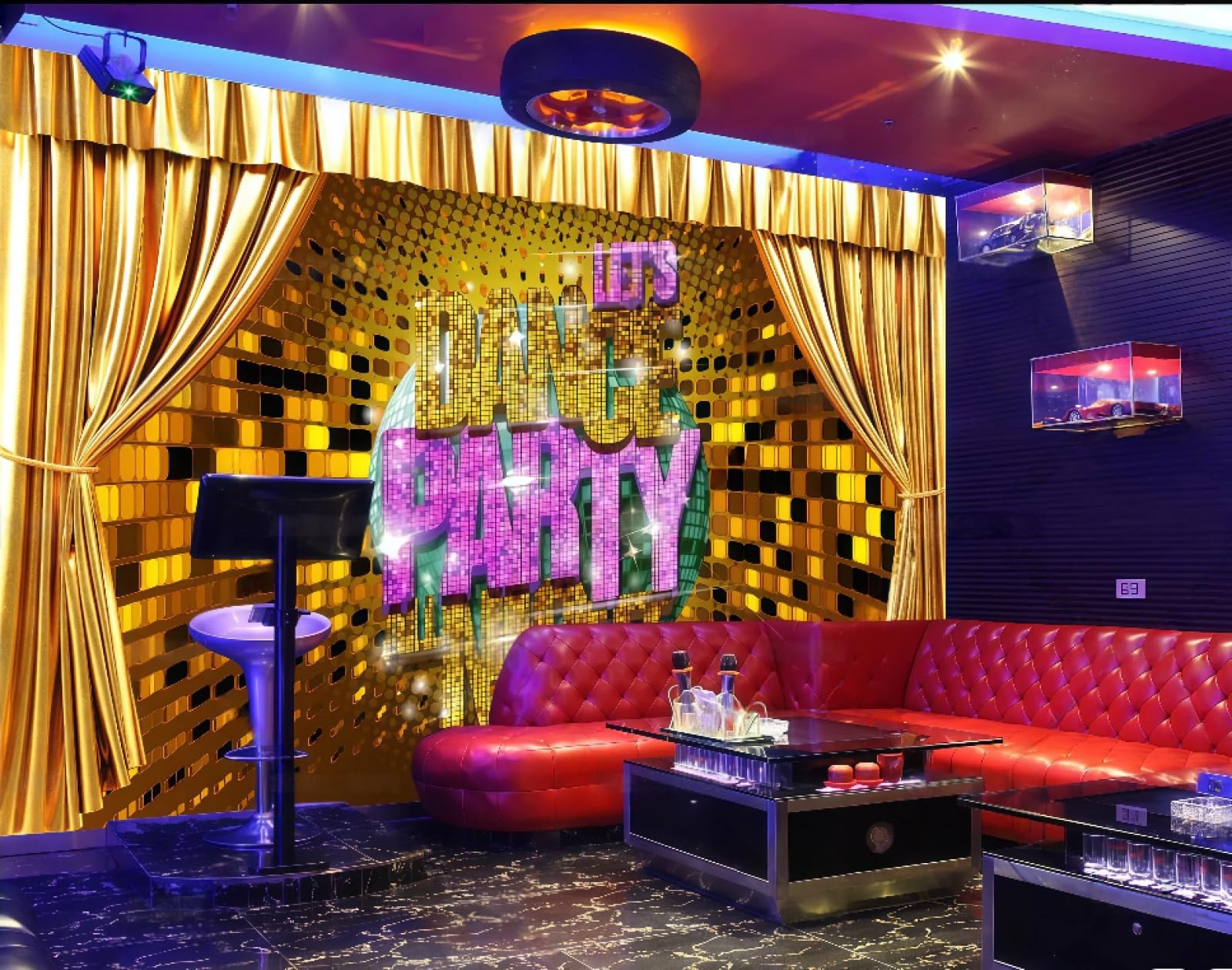 Rskjdghshd 3D Wallpaper Fashion Golden Colorful Sequins Music Theme Bar Ktv Mall Western Restaurant Background Wall Mural Afternoon Tea Coffee Shop Wallpaper,,250X175cm