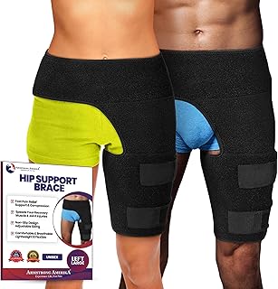 Hip Brace Thigh Compression Sleeve – Hamstring Compression Sleeve & Groin Compression Wrap for Hip Pain Relief. Support for Hip Replacements, Sciatica, Quad Muscle Strains - Large Left