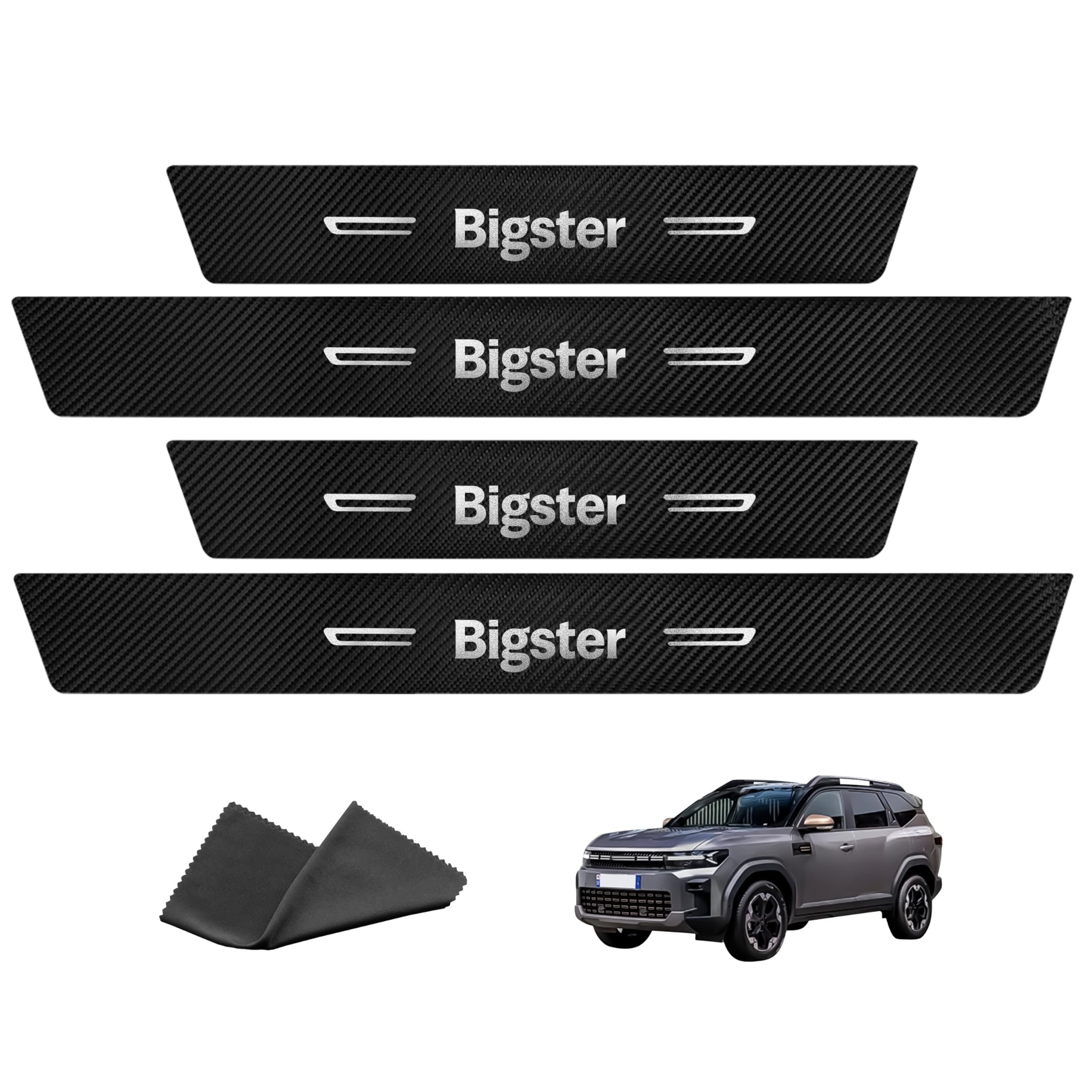 Auto Einstiegsleisten Schutz für Dacia Bigster 2025-2026, Türschweller Lackschutzfolie Aufkleber, Kohlefaser Leiste Tür Schritt Platte Abdeckung, Anti-Scratch Styling Tuning Zubehör 4 Stück