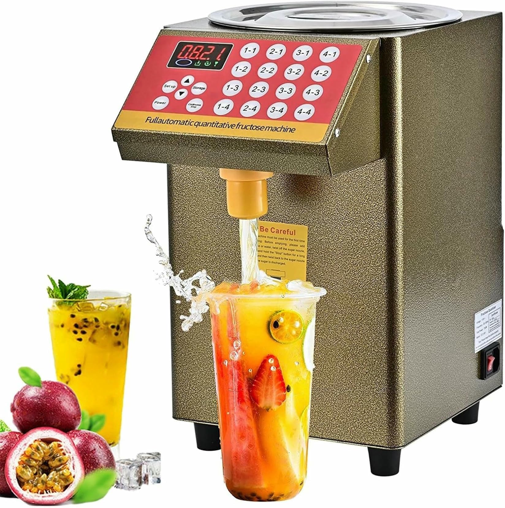 FHRKA Commercial Fructose Dispenser,8L Automatic Sugar Fructose Syrup Dispenser,Bubble Tea Equipment Fructose Quantitative Machine