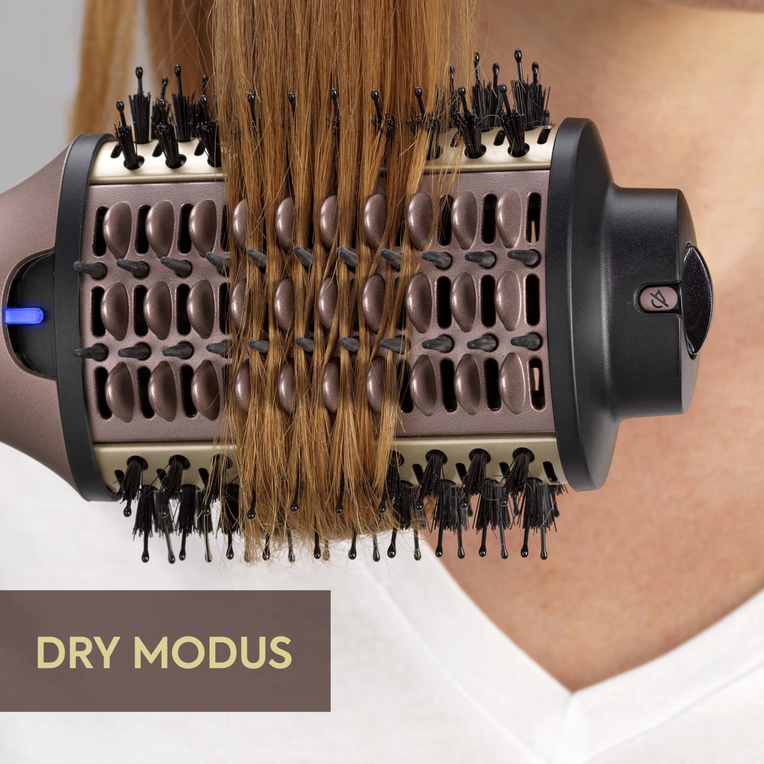 BaByliss Air Power Volume - 2-in-1 Warmluftbürste und Heizbürste, NASS- und TROCKEN-Modus, Glättende Warmluftbürste mit 3 Temperatureinstellungen, Ionen-Technologie, Keramikbeschichtung, Gold, AS95E