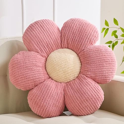 Almohada de flores en forma de cojín decorativo de margaritas para cama, bonita almohada de suelo de flores, cojín de asiento suave, cojín rosa de
