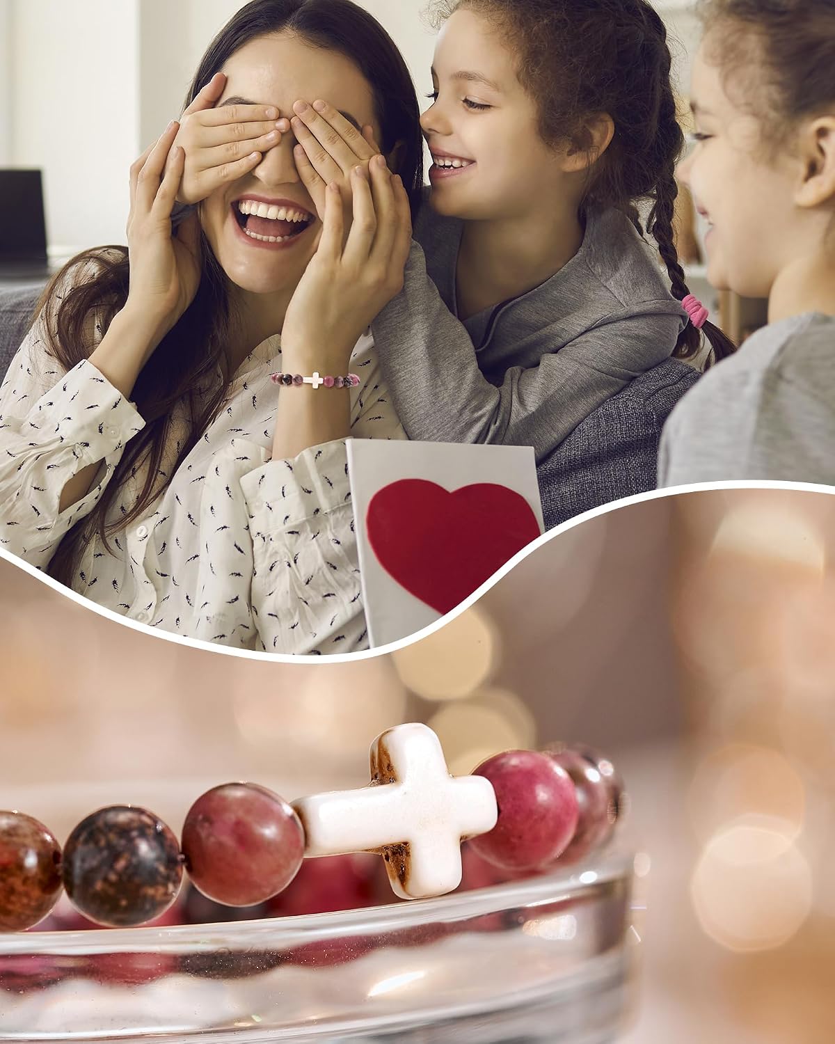 Tarsus Christian Gifts Cross Bracelet for Women Sister Friends Mom, Natural Stone Bracelet Christmas Birthday Religious Gifts for Women Female image 2
