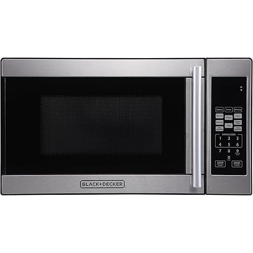 Black + Decker 0.7 Cubic Foot 700 Watt Stainless Steel Microwave with Turntable