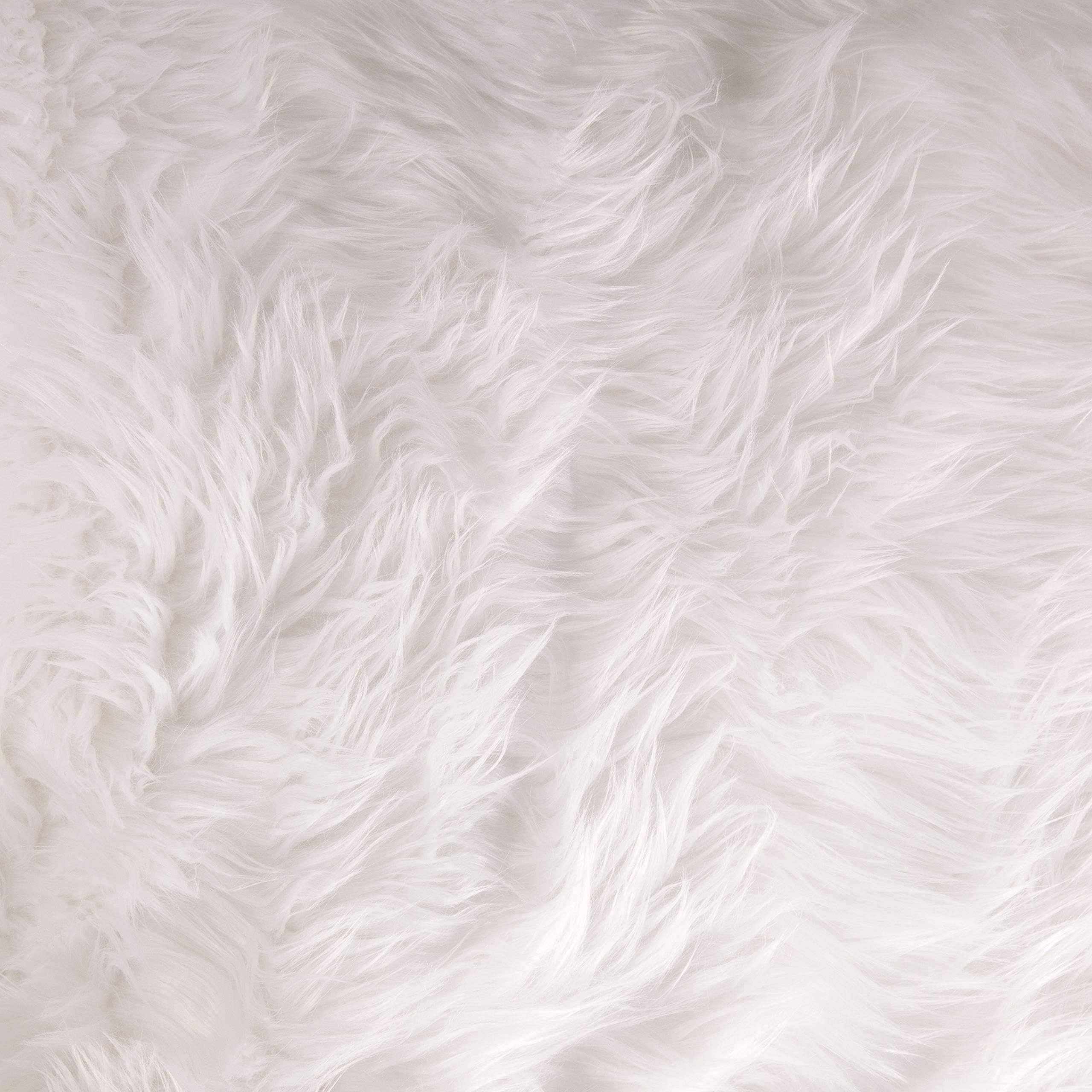 FabricLA Shaggy Faux Fur Square - 6" X 6" Inches Pre-Cut - Use Fake Fur Fabric for DIY, Craft Fur Decoration, Fashion Accessory, Gnome, Hobby - White